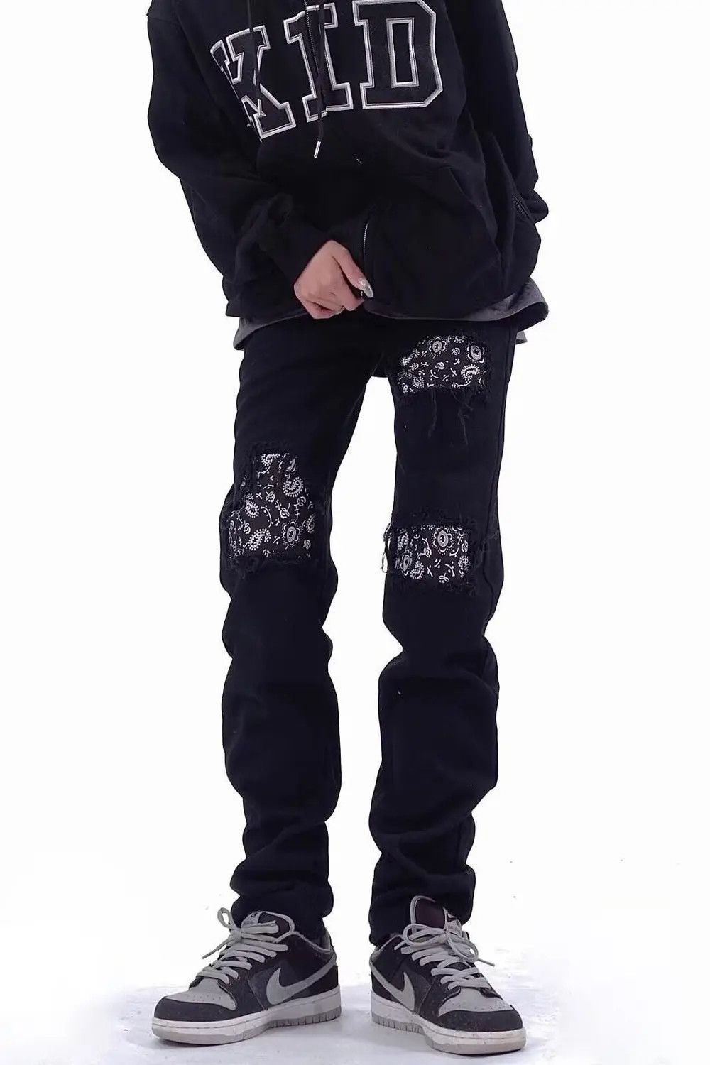 Jean Mens Skinny Paisley Jeans Street, Black Hole Slim Fit Size US 32 / EU 48 - 5 Thumbnail