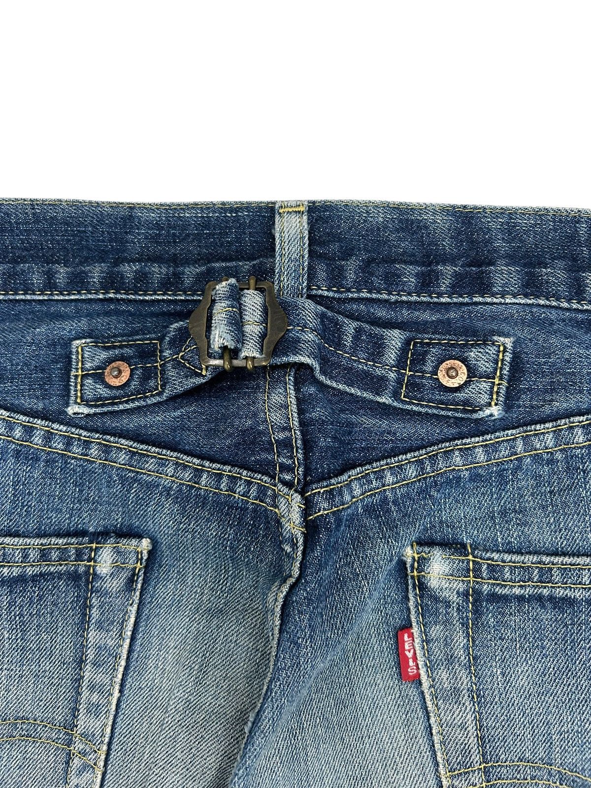 Levi's Vintage Levis 702 Big E Button Fly Buckle Selvedge Distress Size US 33 - 22 Thumbnail