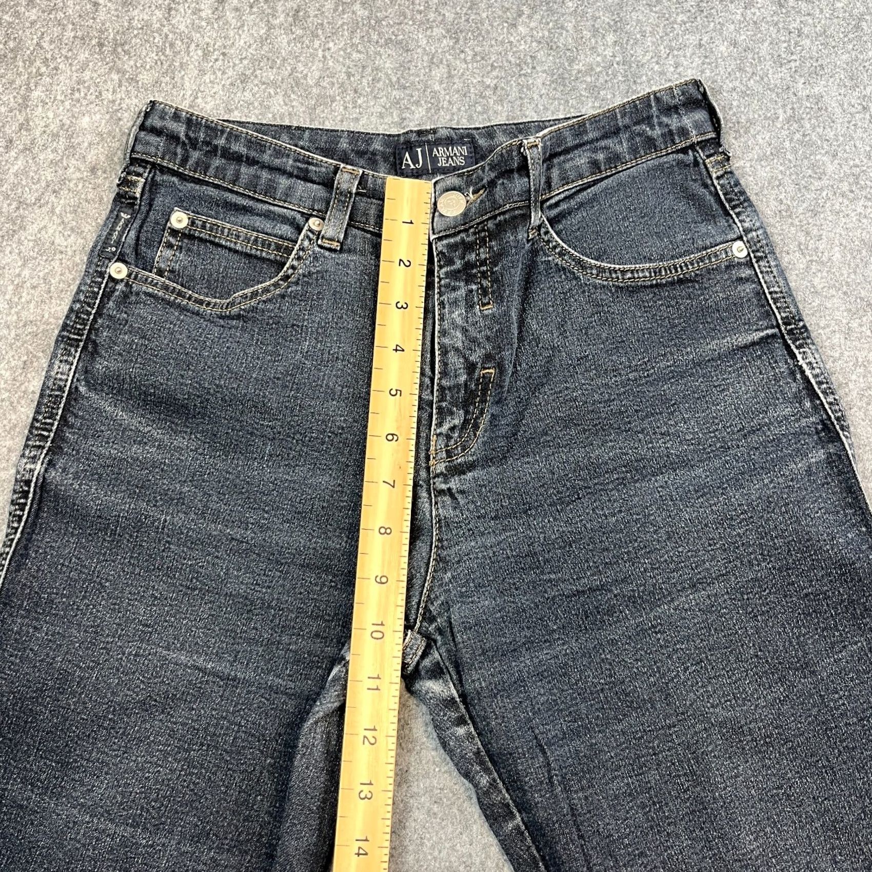 Armani Armani Jeans Womens Mom High Waist 29 Dark Wash Blue Stretch Denim 5-Pocket 28 in Inside Leg Regular US8 UK8 Womens Jeans Size 30" / US 8 / IT 44 - 6 Thumbnail