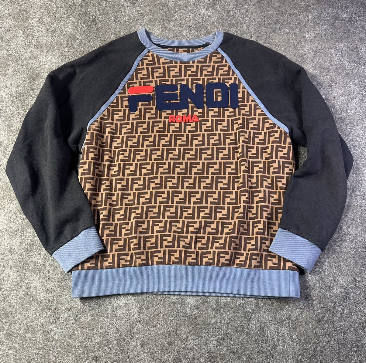 Fendi Authentic Fendi Roma Crewneck Sweatshirt Blue Cotton Size US XL / EU 56 / 4 - 1 Thumbnail