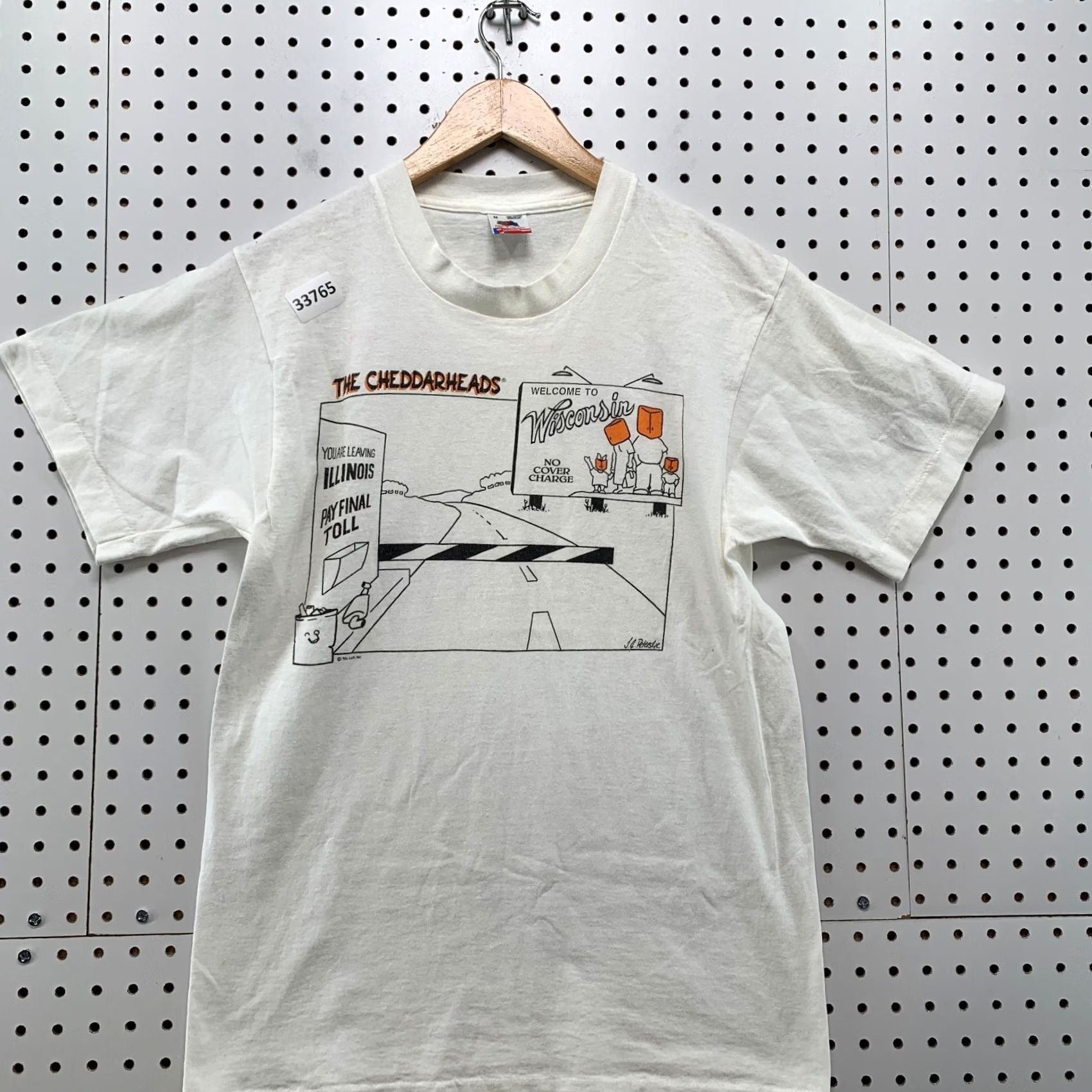 Fruit Of The Loom VINTAGE Wisconsin Cheddar Heads Funny Shirt Men M White 90s USA 17x27.5 Mens Size US M / EU 48-50 / 2 - 2 Thumbnail