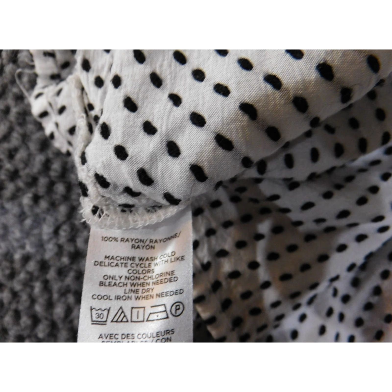 Ann Taylor LOFT Blouse Womens L White Black Polka Dot Lightweight Casual Shirt Girls Mens Size L / US 10 / IT 46 - 7 Thumbnail