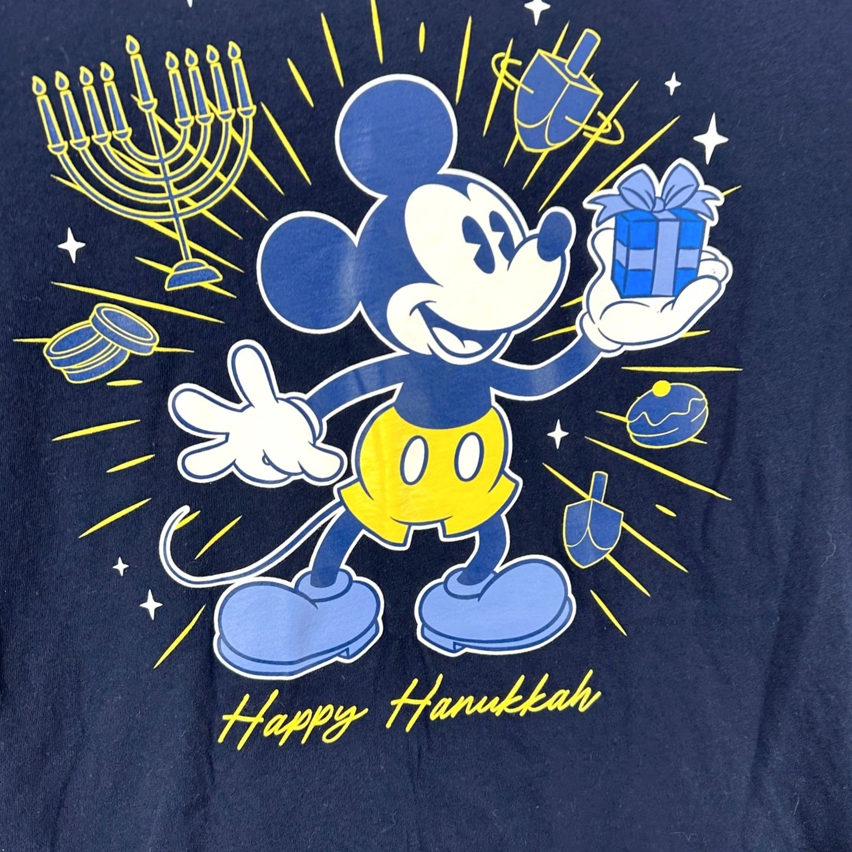 Old Navy VINTAGE Old Navy Disney T-Shirt Happy Hannukah Tee Unisex Large Navy Blue Mickey Mouse Size L / US 10 / IT 46 - 5 Thumbnail