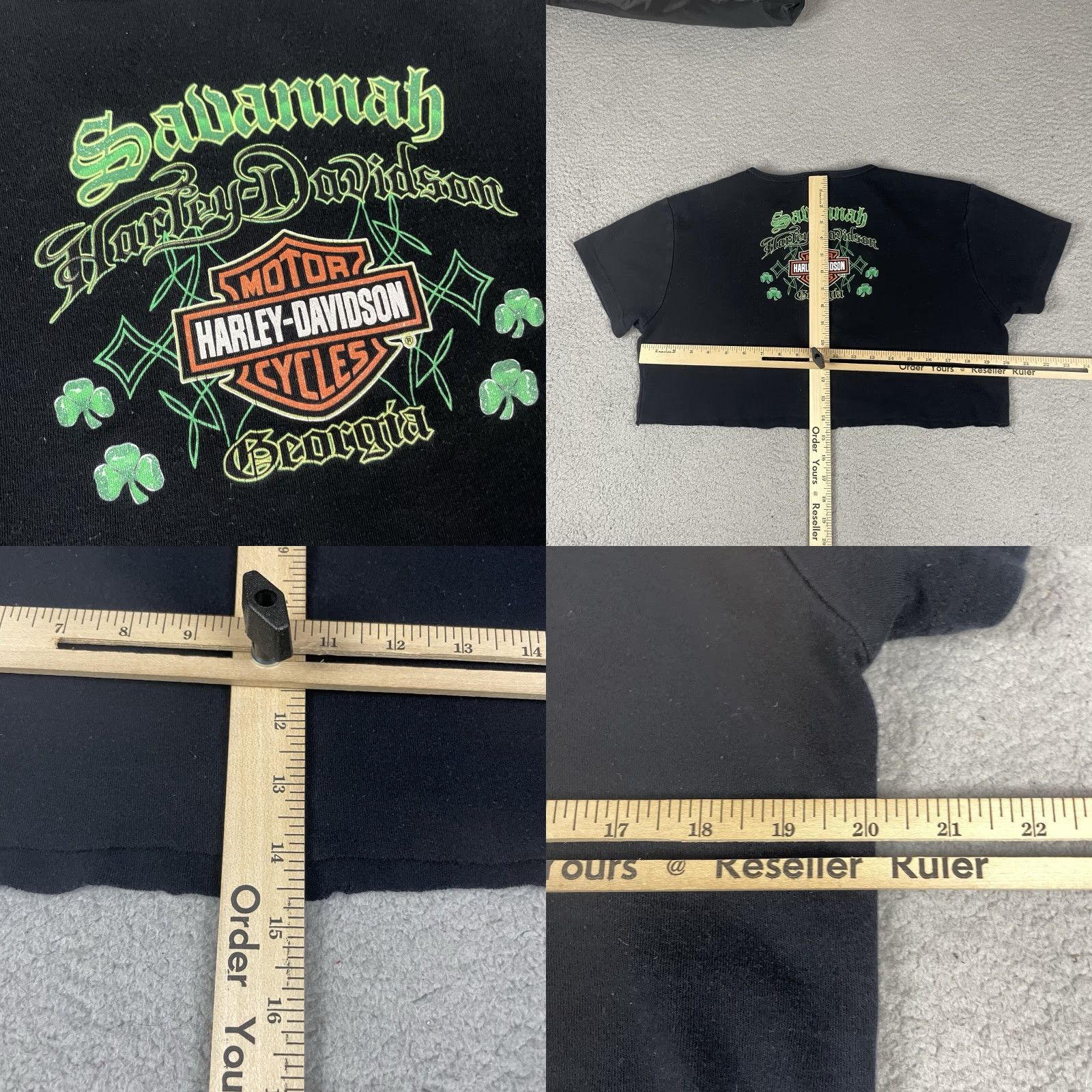Harley Davidson VINTAGE Harley-Davidson T Shirt Women Cropped XL Black Georgia Green Rare Crew Neck Short Sleeve Adult XL Womens Size XL / US 12-14 / IT 48-50 - 8 Thumbnail