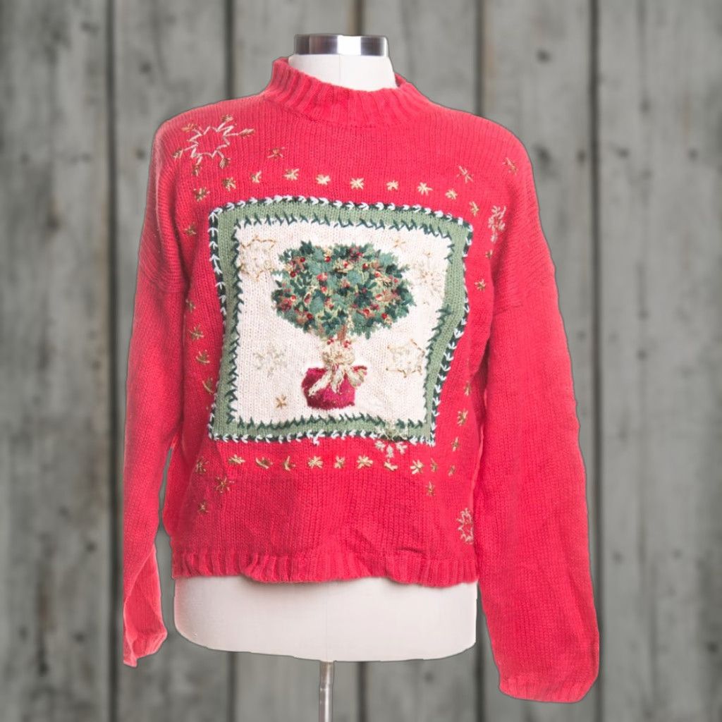 Vintage VINTAGE Red Tiara International Ugly Christmas Pullover XL Red Ramie/Cotton/Other Pullover Christmas Trees Mens Womens XL Womens Mens Size XL / US 12-14 / IT 48-50 - 1 Preview