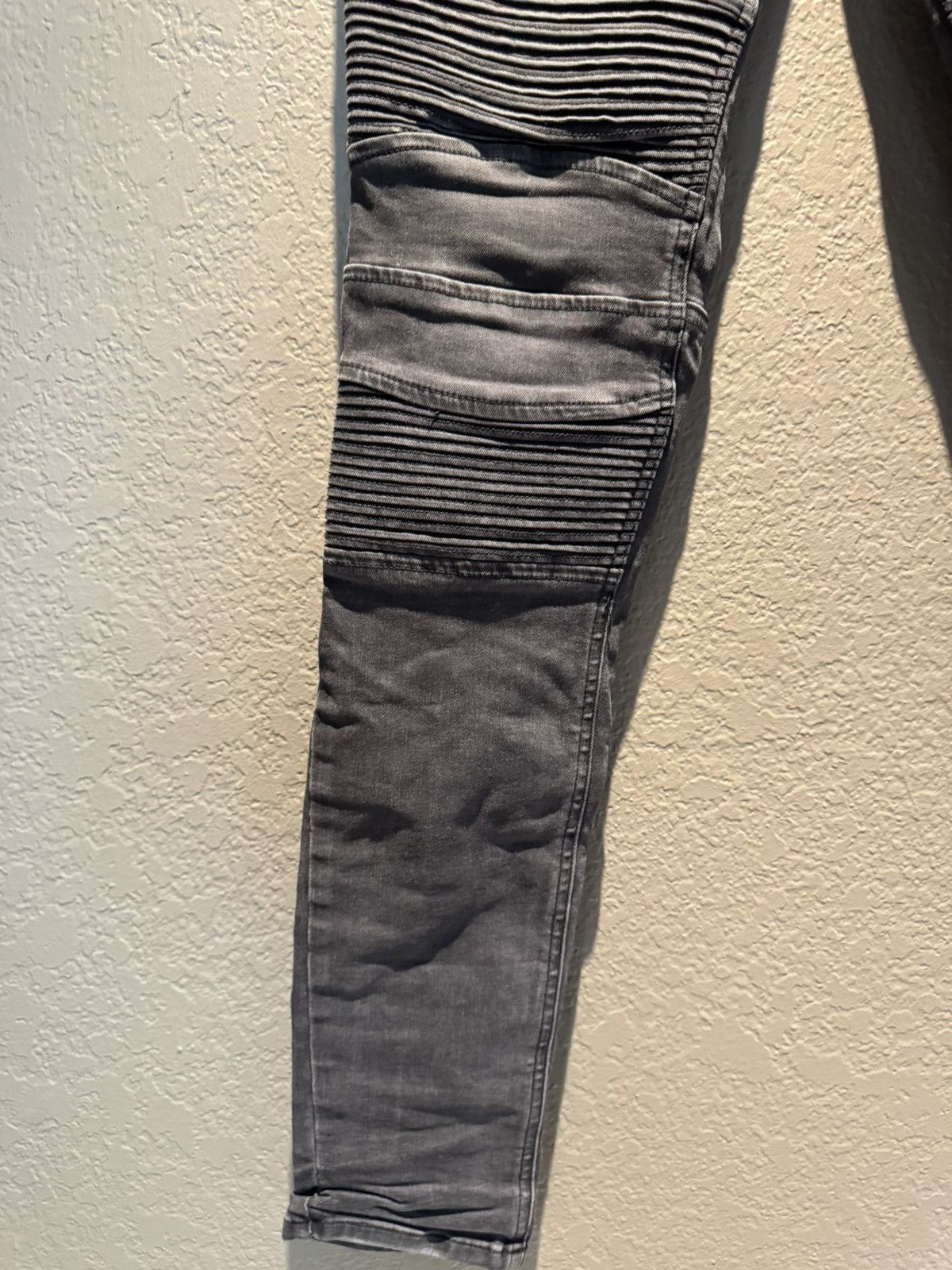 Pacsun Faded Black Stretchy Pacsun Ribbed Biker Denim Skinny Jeans Size US 30 / EU 46 - 9 Thumbnail