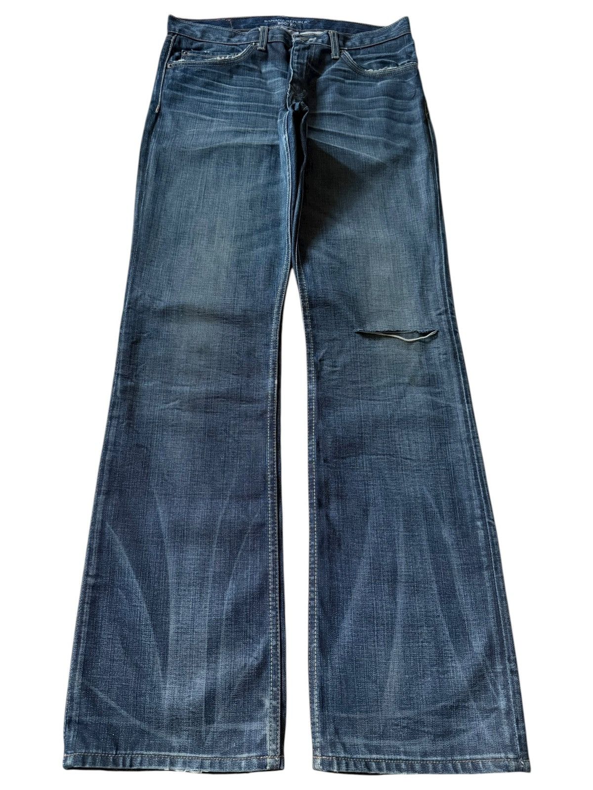 Banana Republic Vintage Banana Republic Faded Wash Distress Flare Jeans Size US 33 - 1 Thumbnail