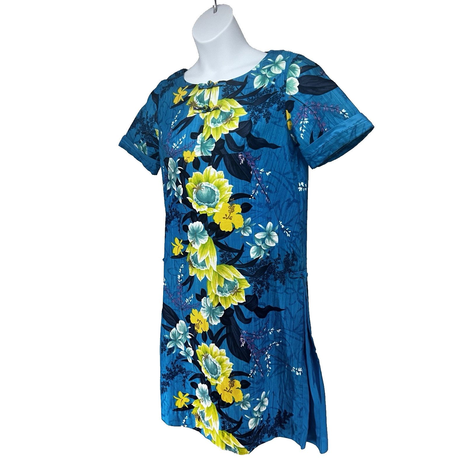 Vintage Vintage Blue Floral Hawaiian Muu Muu Midi Dress M Pockets Size M / US 6-8 / IT 42-44 - 4 Thumbnail