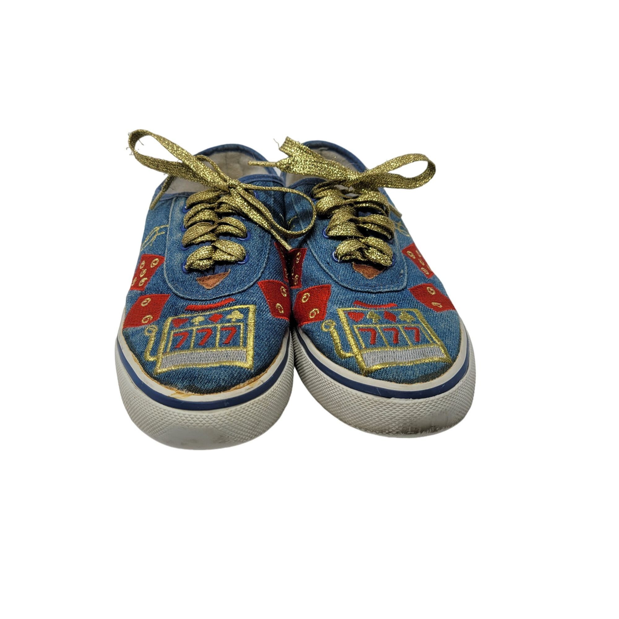 Vintage Vintage Novelty Sneakers 7 Blue Denim Lucky Cards Gambler Size US 7 / IT 37 - 5 Thumbnail