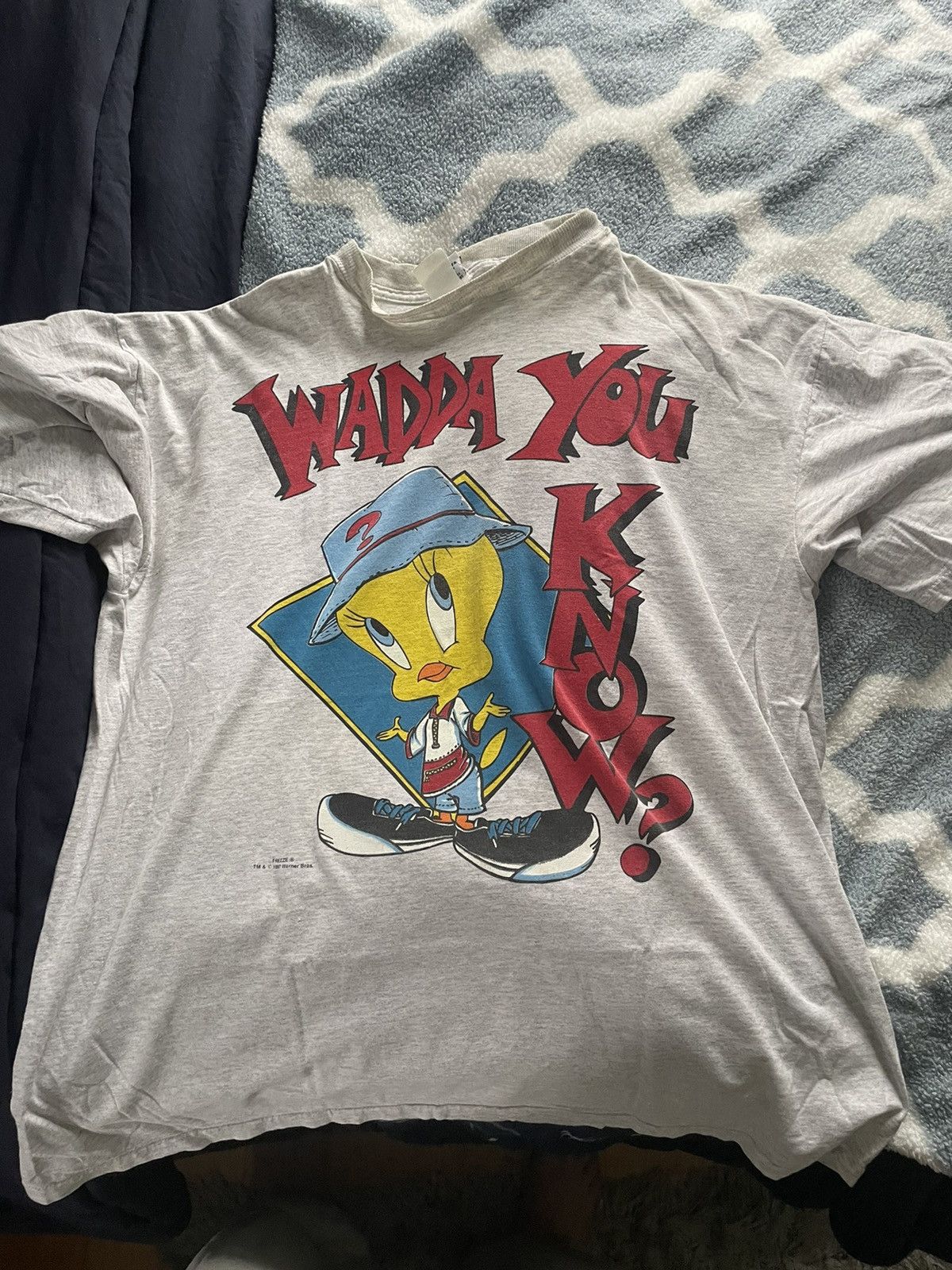 image of Vintage Crazy Looney Tunes Tee in Grey, Men's (Size XL)