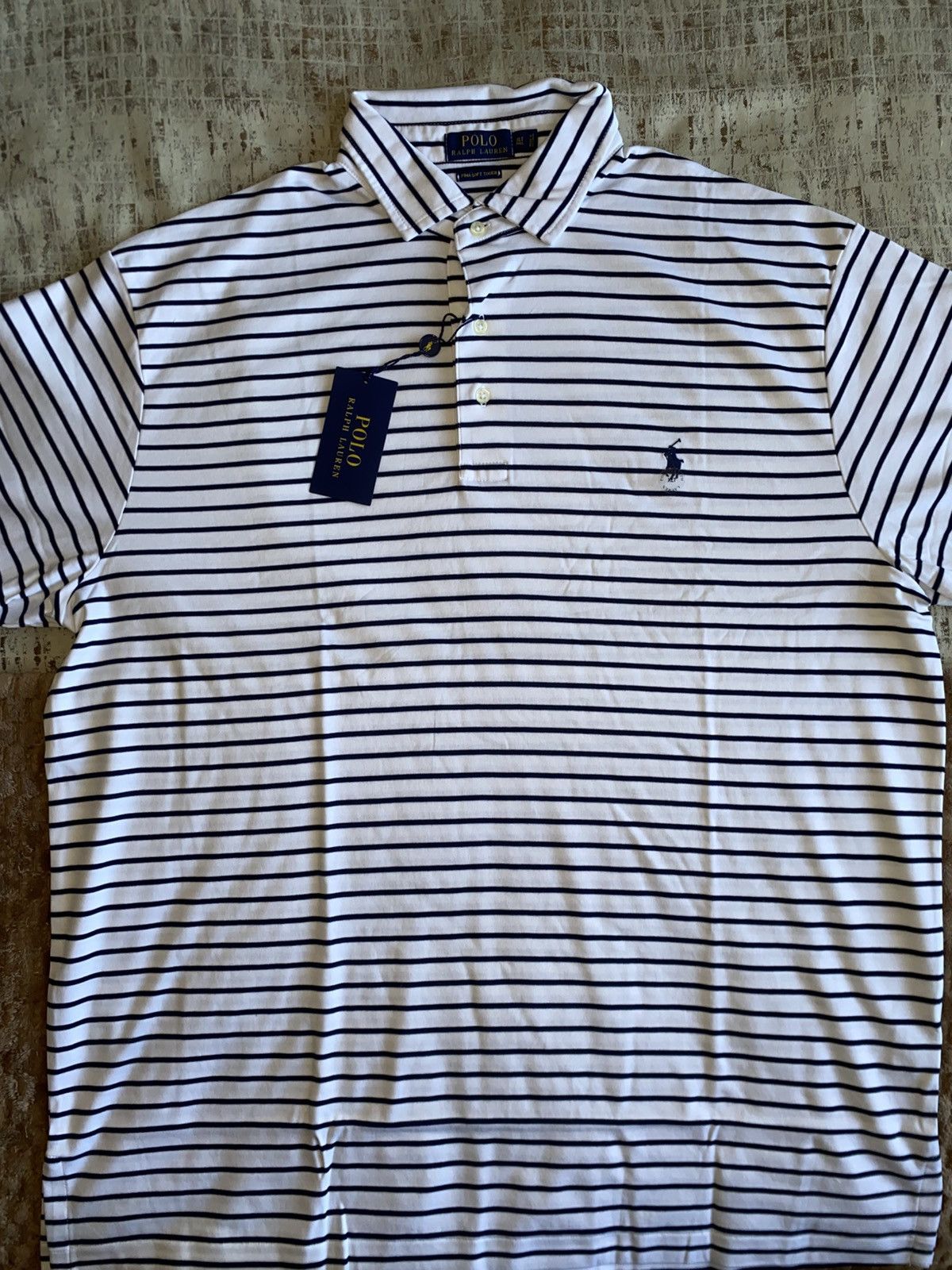 Polo Ralph Lauren White/Black Striped Polo Ralph Lauren Short-Sleeve Size US XL / EU 56 / 4 - 3 Thumbnail