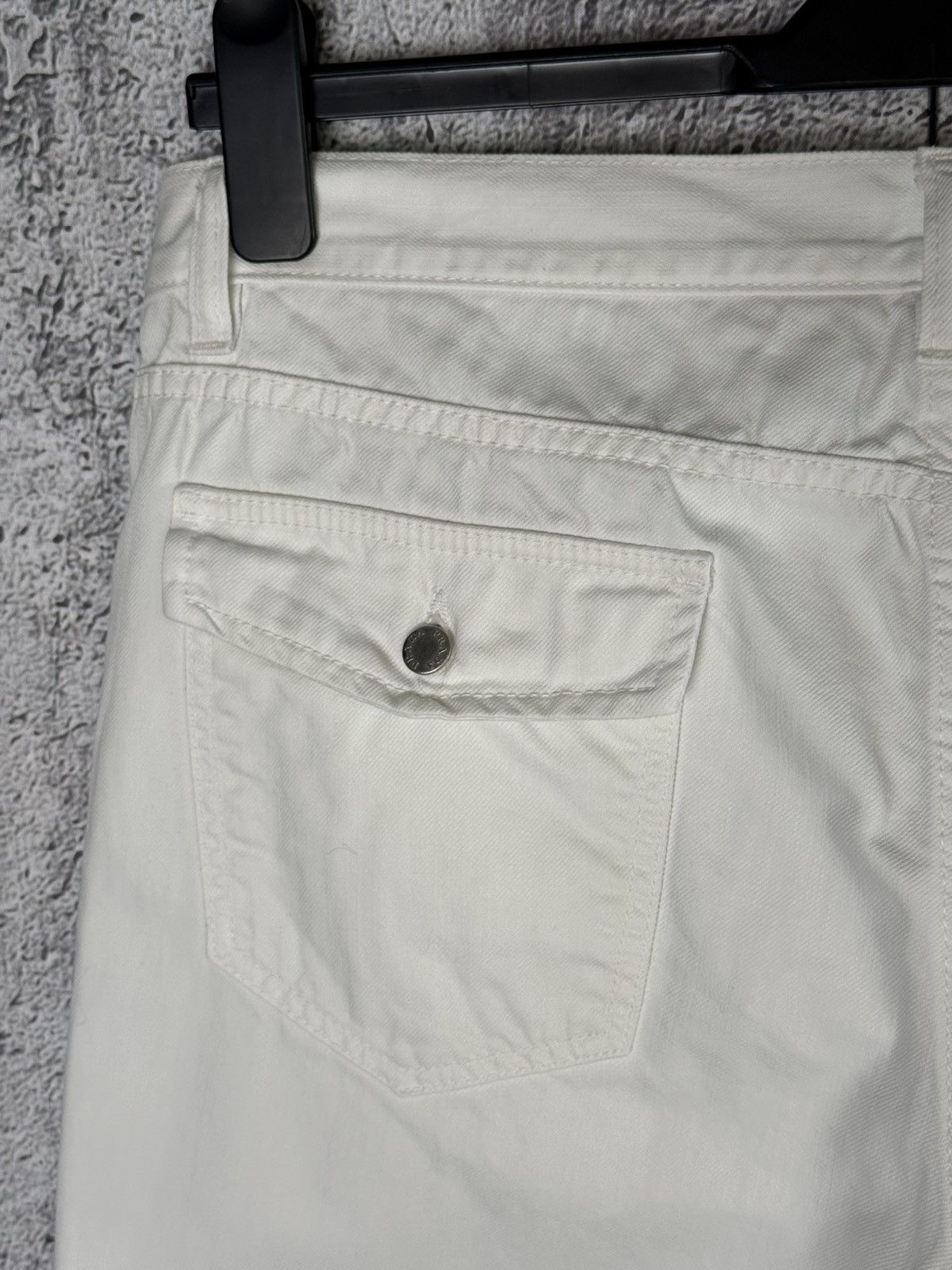 Prada Prada White Cropped Denim Pants Capri Trousers Logo Detail Size 31" - 3 Thumbnail