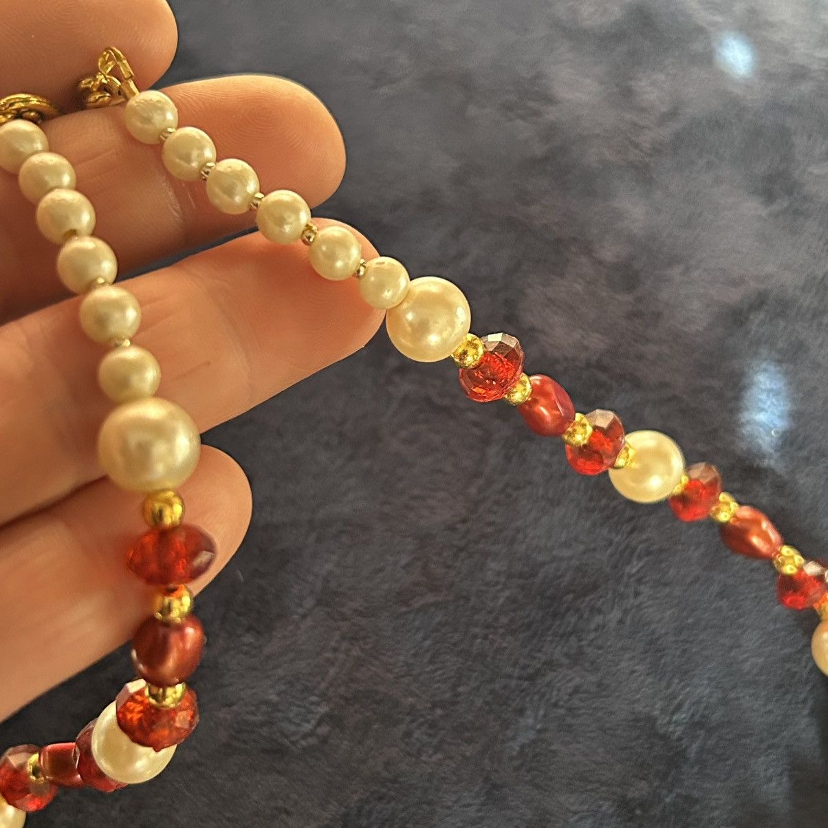 Handmade Handcrafted repurpose porcelain rose genuine pearl necklace Size ONE SIZE - 12 Thumbnail