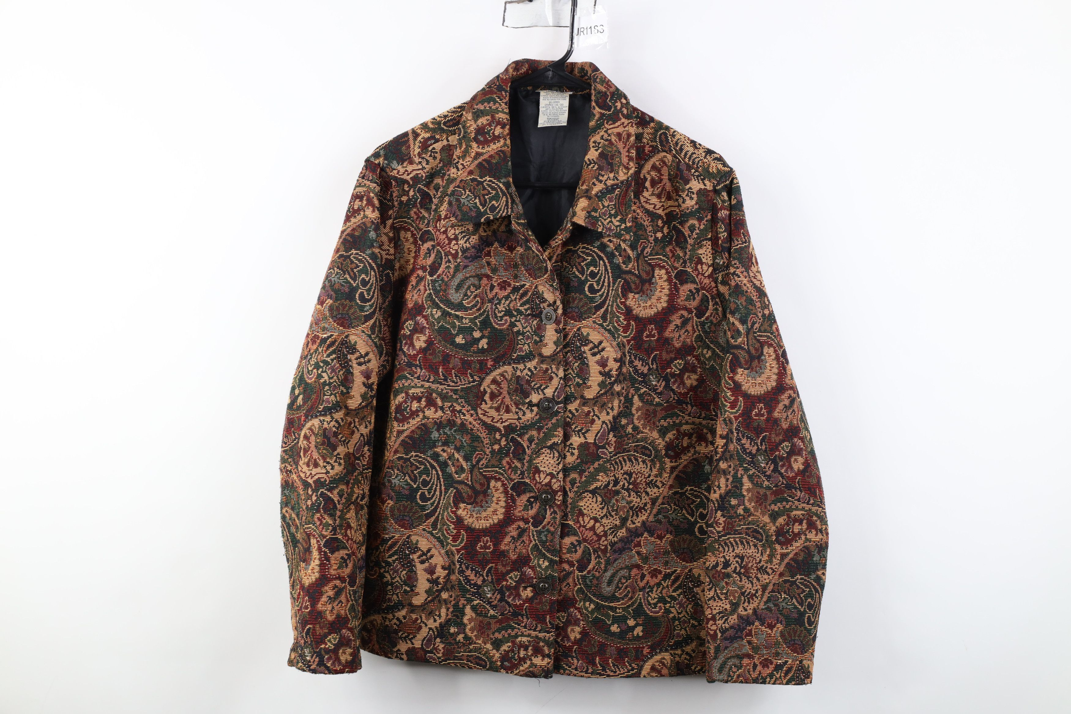 Vintage Vintage 90s Streetwear Tapestry Flower Paisley Jacket Size L / US 10 / IT 46 - 1 Thumbnail
