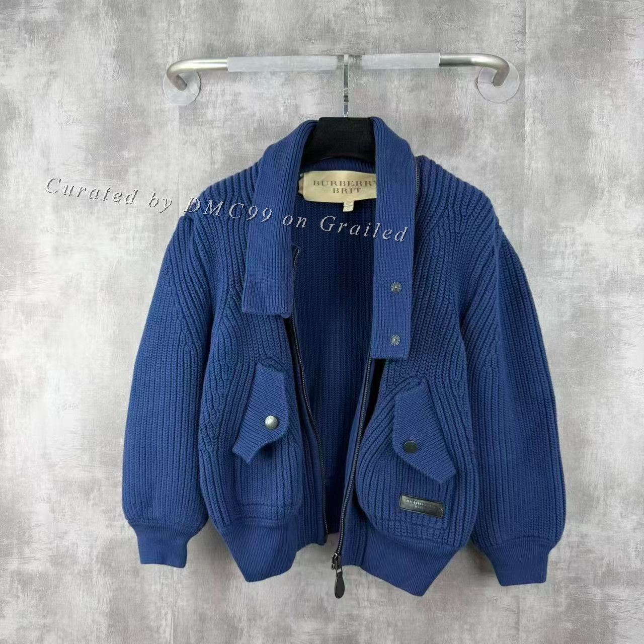 Burberry Burberry Leather Logo Knit Zip Jacket Size US L / EU 52-54 / 3 - 1 Thumbnail