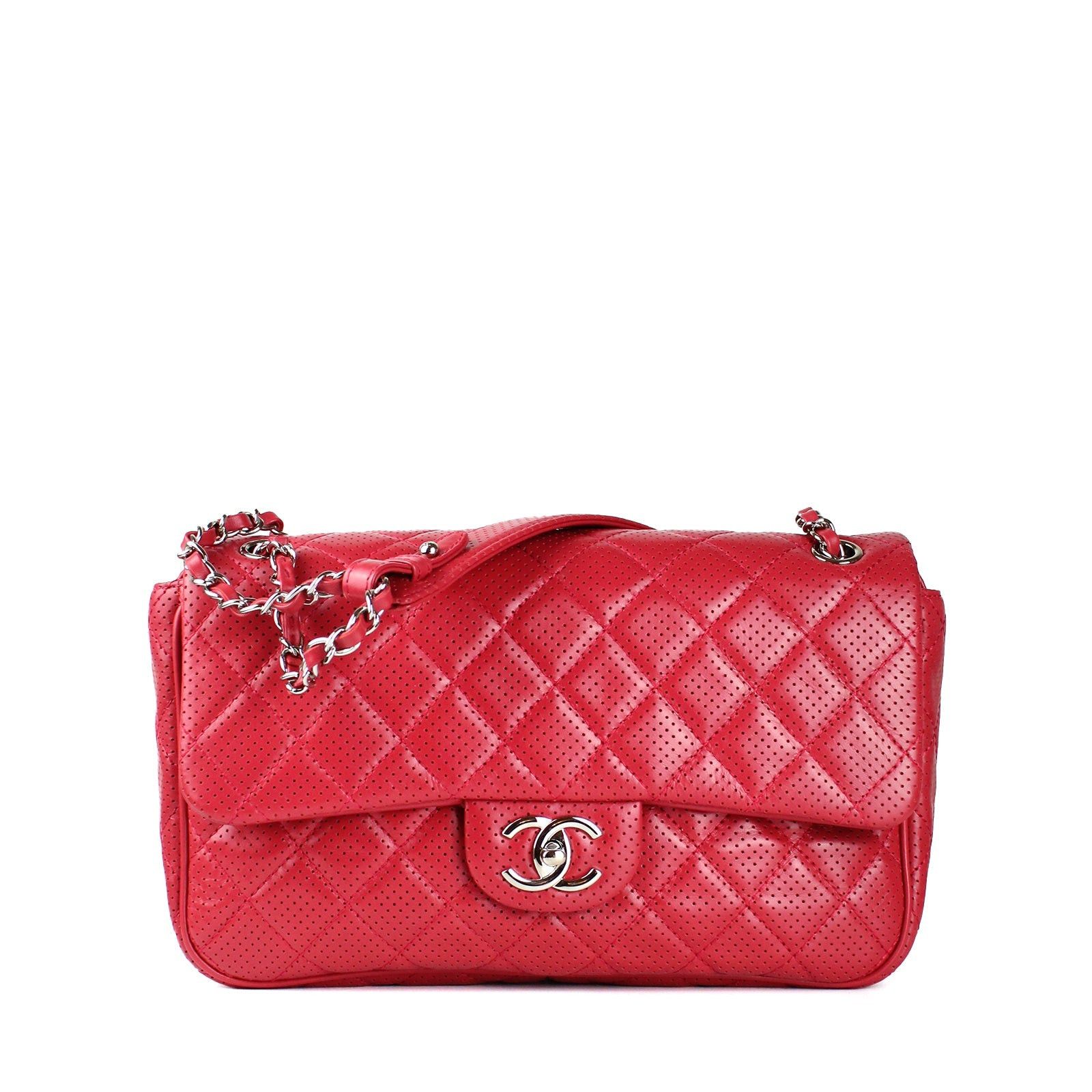 image of Chanel - Timeless Shoulder Bag In Perforated Red Leather, Women's