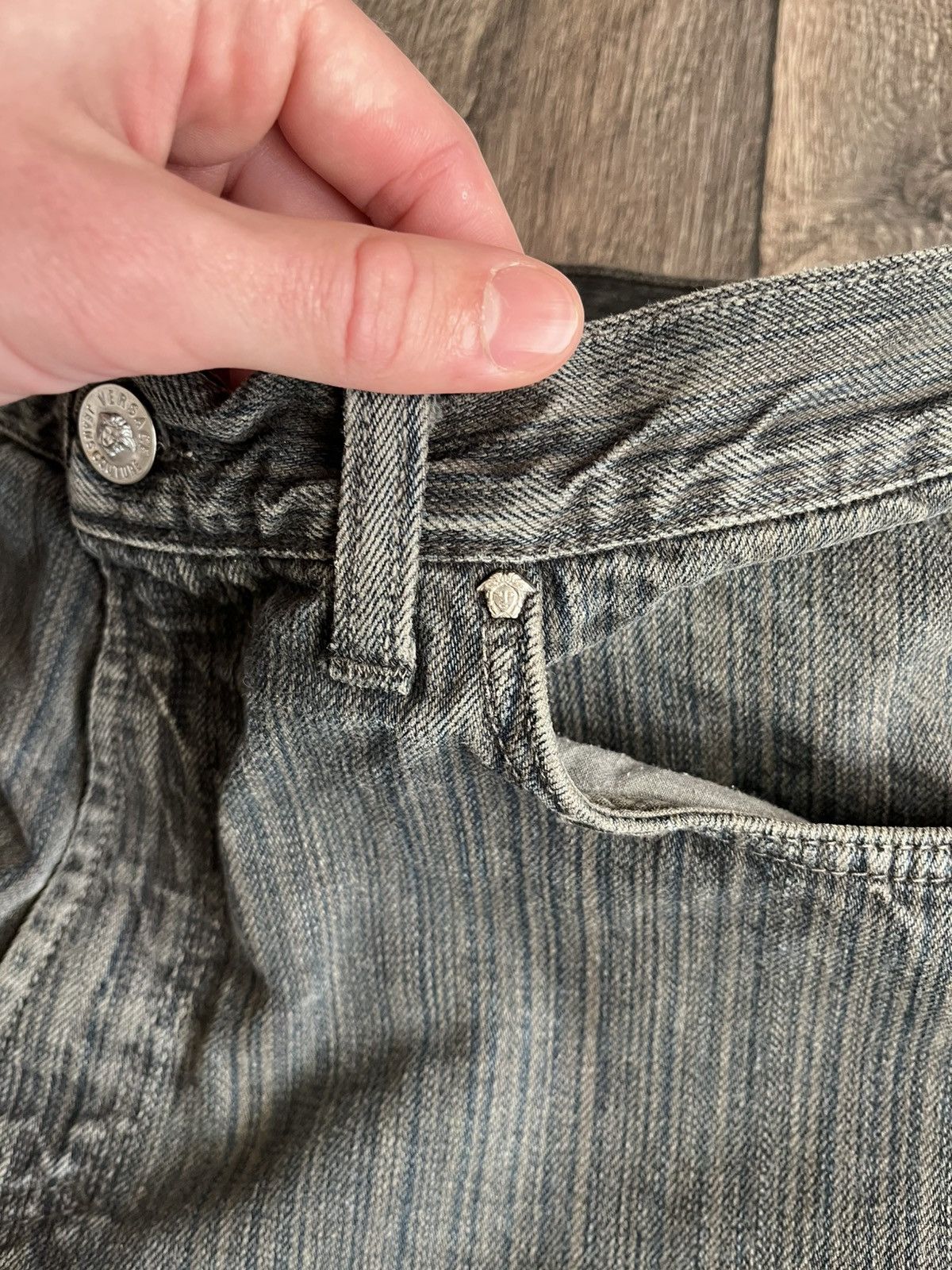 Versace × Versace Jeans Couture Made In Italy Vintage Versace Jeans Couture Striped Denim Size US 34 / EU 50 - 9 Thumbnail