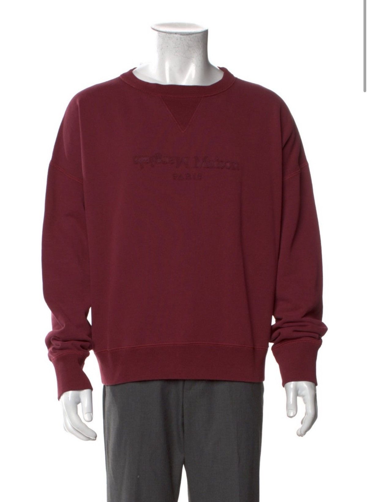 Maison Margiela $1100 Maison Margiela Burgundy Embroidered Crewneck Size US XL / EU 56 / 4 - 2 Thumbnail