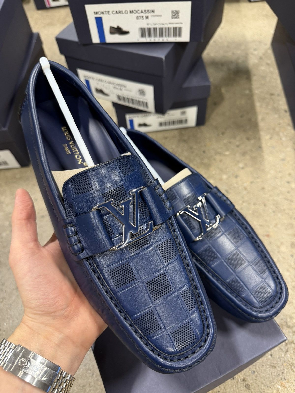 Louis Vuitton Louis Vuitton Driving Damier Leather Loafers NEW Size US 8.5 / EU 41-42 - 2 Thumbnail