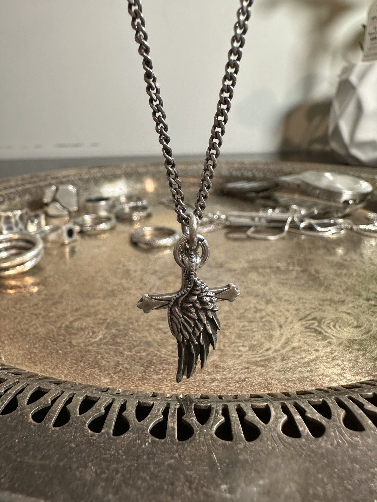 Emanuele Bicocchi Cross and Wing Necklace Size ONE SIZE - 4 Thumbnail