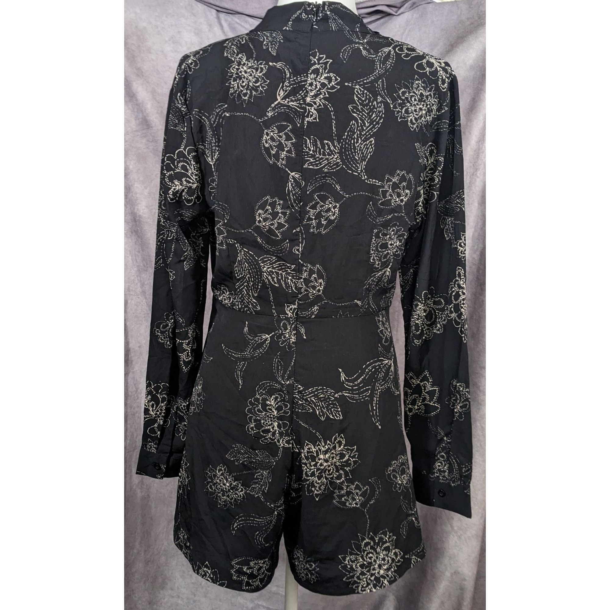 Other Gothic Floral Tie Neck Romper by Missguided Size 32" / US 10 / IT 46 - 9 Thumbnail