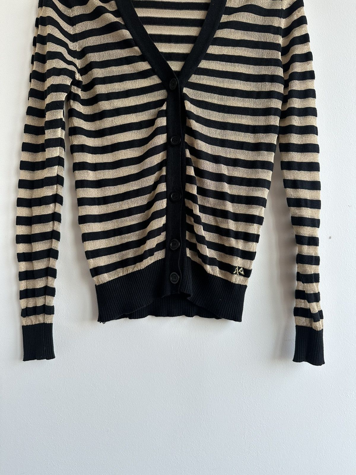 Burberry 90s Thomas Burberry Striped Black/Gold Knit Cardigan Size S Size US S / EU 44-46 / 1 - 3 Thumbnail