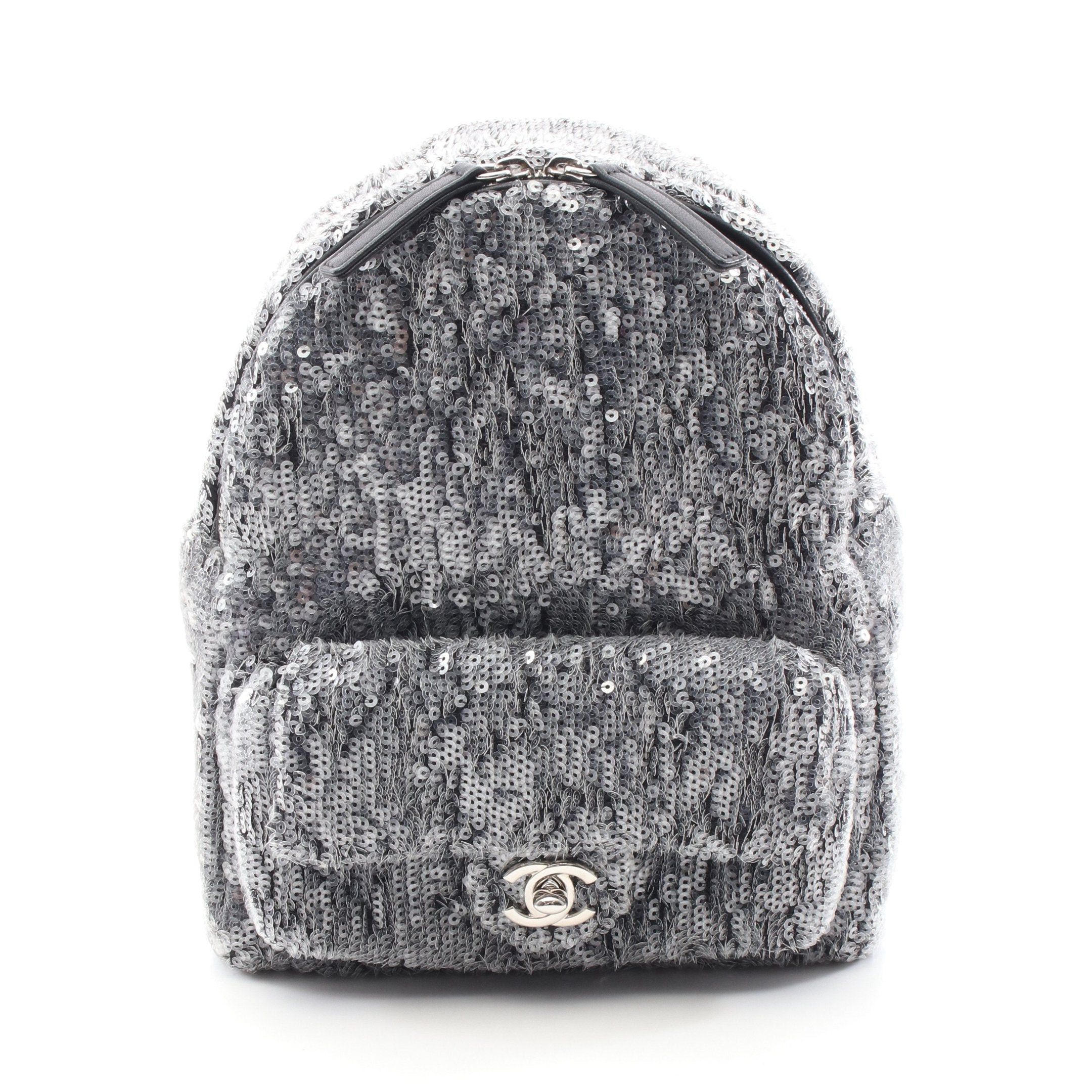 Chanel Chanel Mini Rucksack Leather Sequin Black Clear Silver Hardware Size ONE SIZE - 1 Thumbnail
