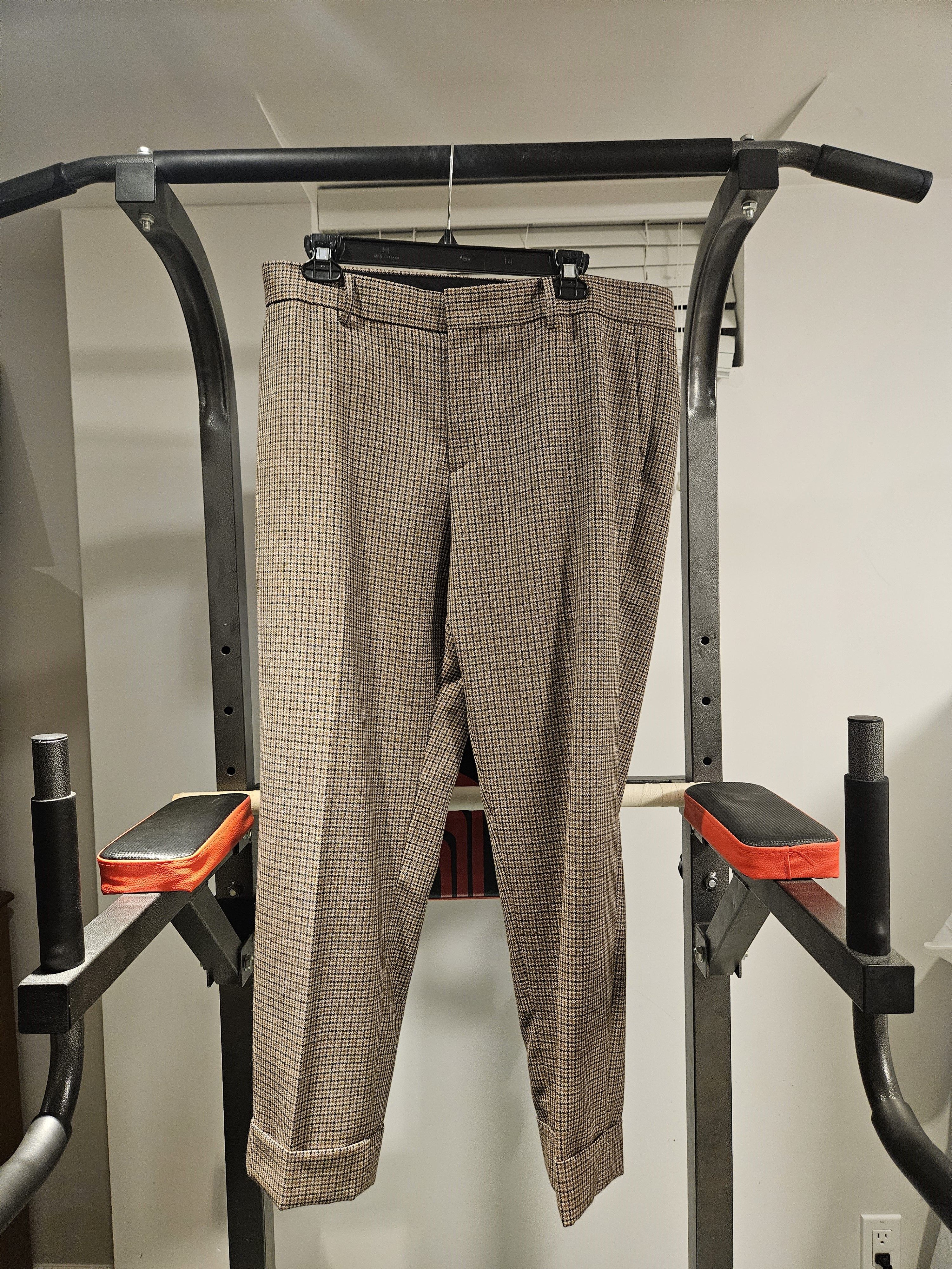 Solid Homme (FINAL SALE) Solid Homme Beige Check Cuffed Hem Pants Sz 52 Size US 36 / EU 52 - 1 Thumbnail