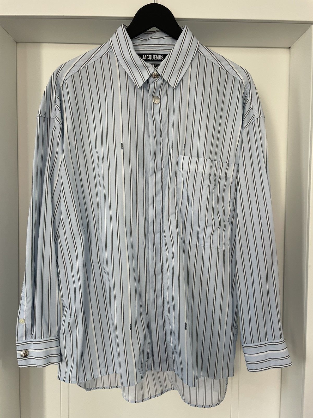 Jacquemus Jacquemus Long Sleeve Shirt - Blue Stripe Size US M / EU 48-50 / 2 - 3 Thumbnail