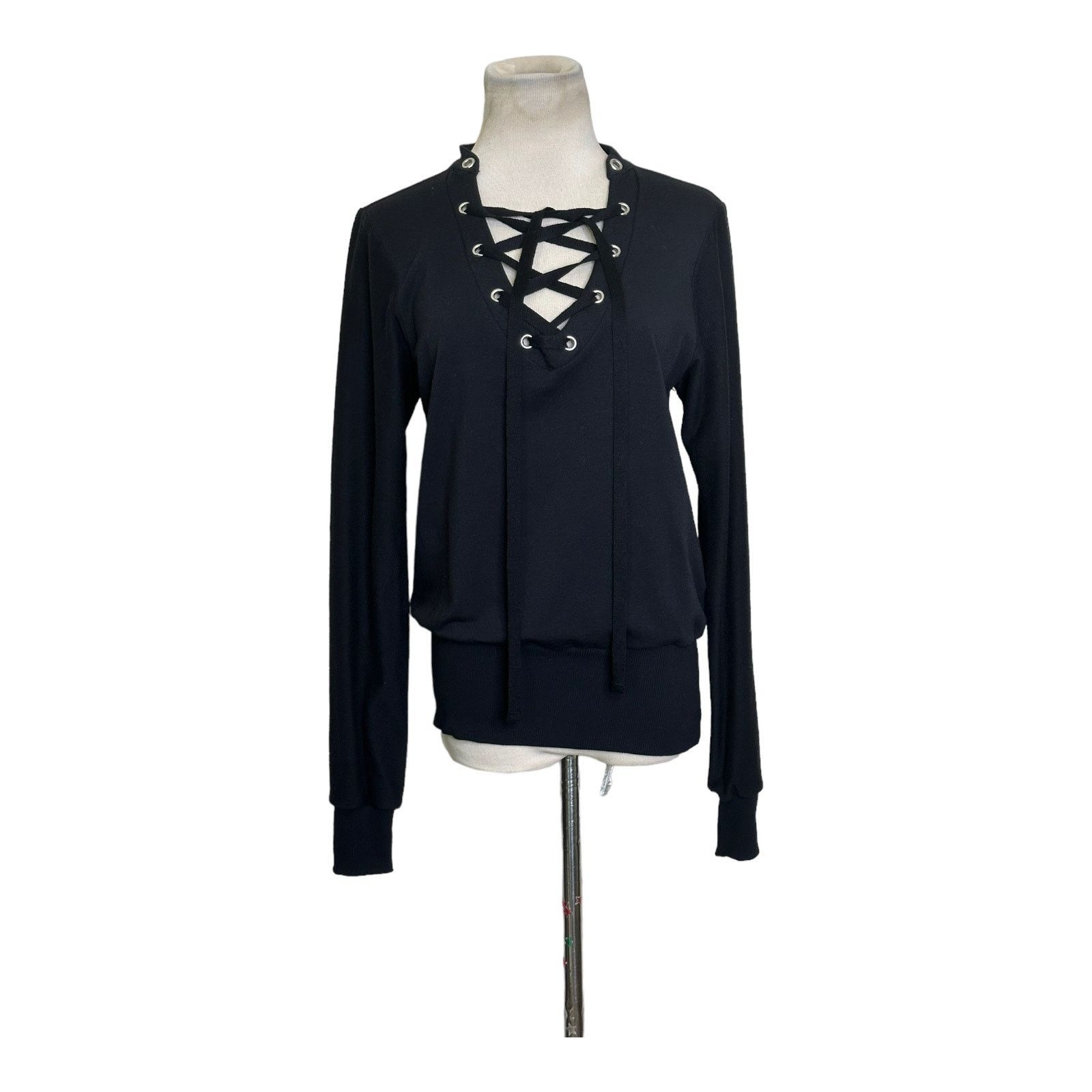 L'AGENCE L'agence Black Josilyn Lace Up Sweatshirt size Small Size S / US 4 / IT 40 - 6 Thumbnail