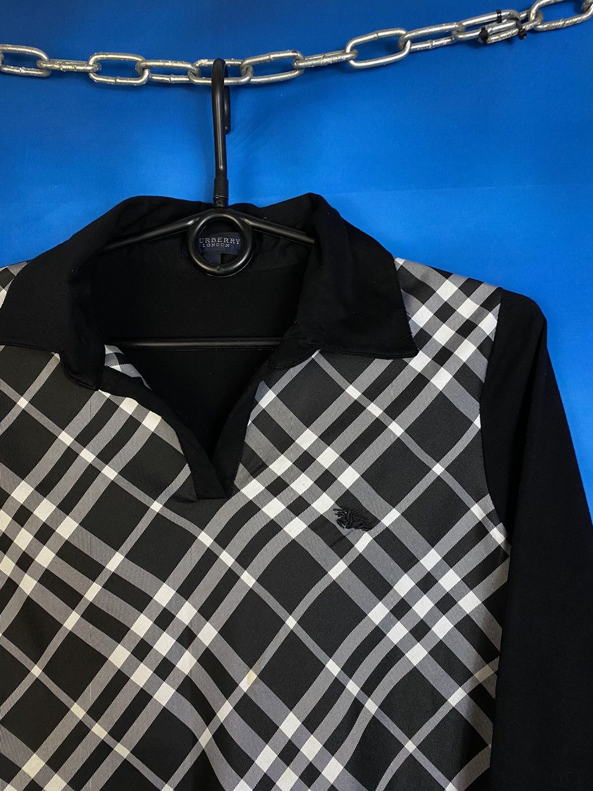 Burberry × Vintage Burberry London Black checked collar jumper Size L / US 10 / IT 46 - 3 Thumbnail