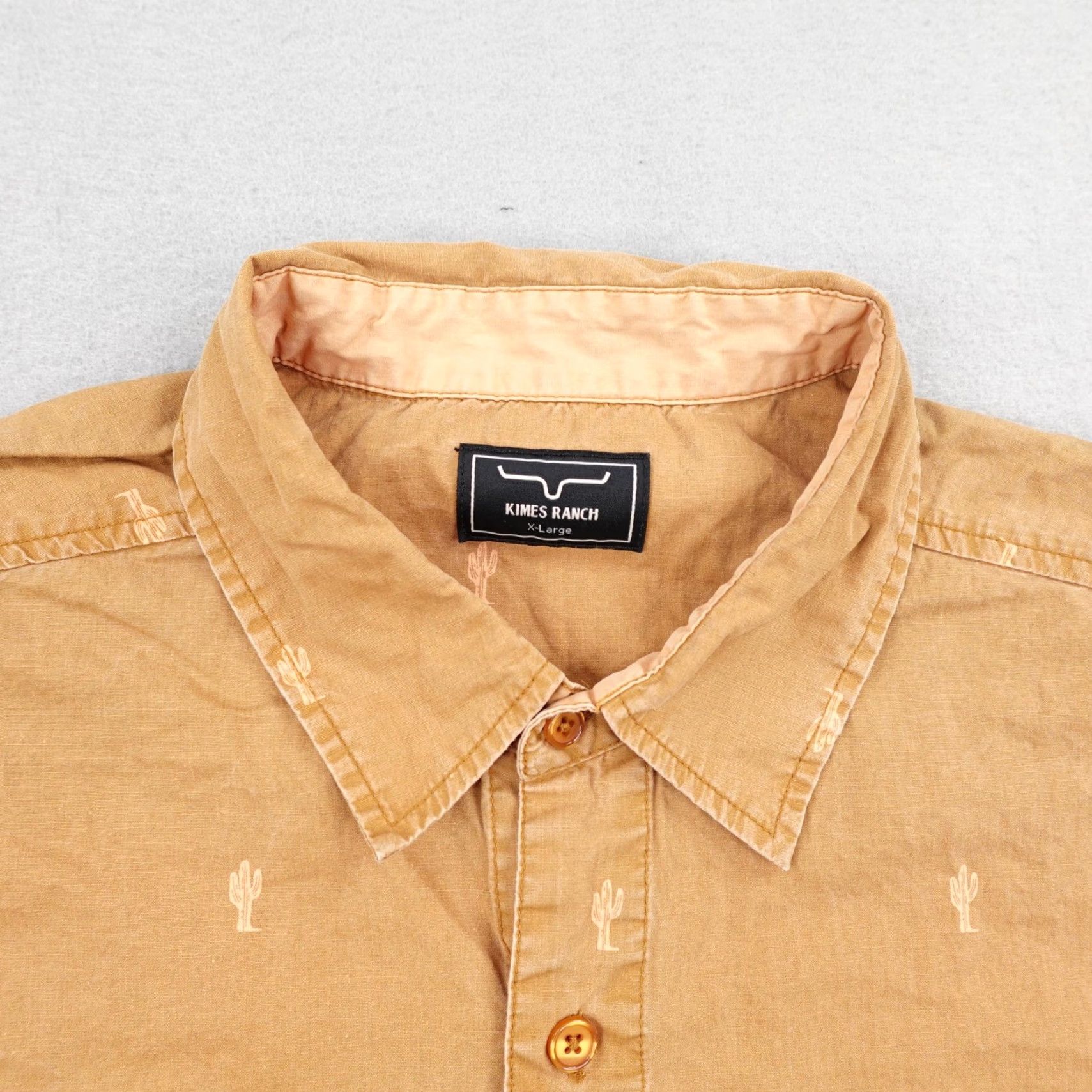 Vintage Kimes Ranch Shirt Mens XL Brown Cactus Print Southwestern Western Button Up Size US XL / EU 56 / 4 - 2 Thumbnail