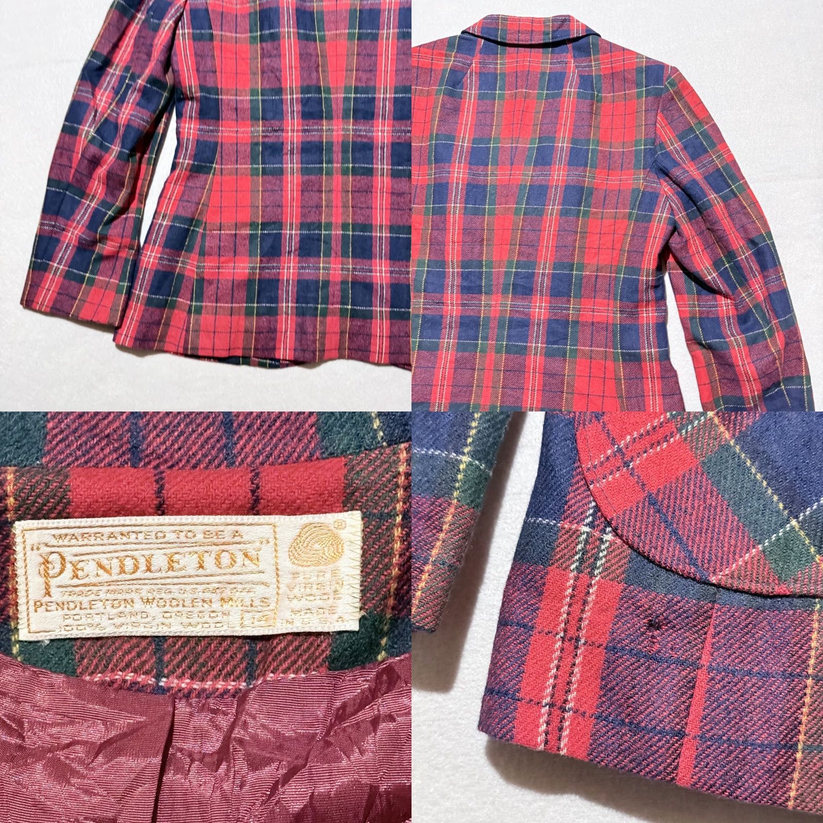 Pendleton VTG Pendleton Blazer Women Jacket Wool Red Navy Plaid USA Made 3-Button Jacket S Regular Adult Womens Size S / US 4 / IT 40 - 8 Thumbnail
