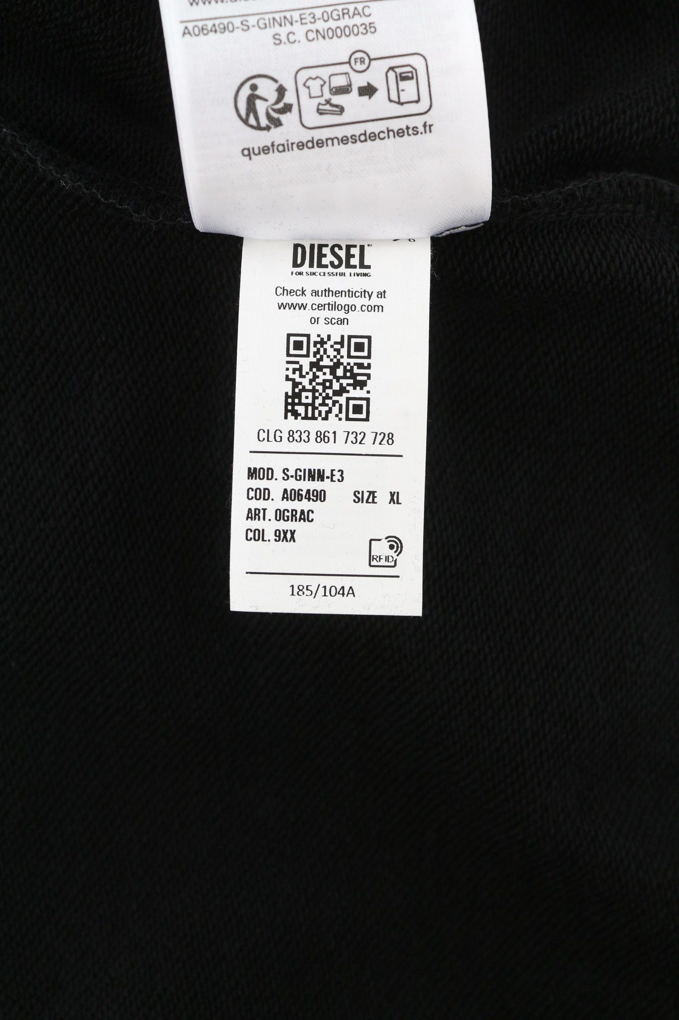 Diesel S-GINN-E3 XL Crew Neck Long Sleeve Logo 40352 Size US XL / EU 56 / 4 - 10 Thumbnail