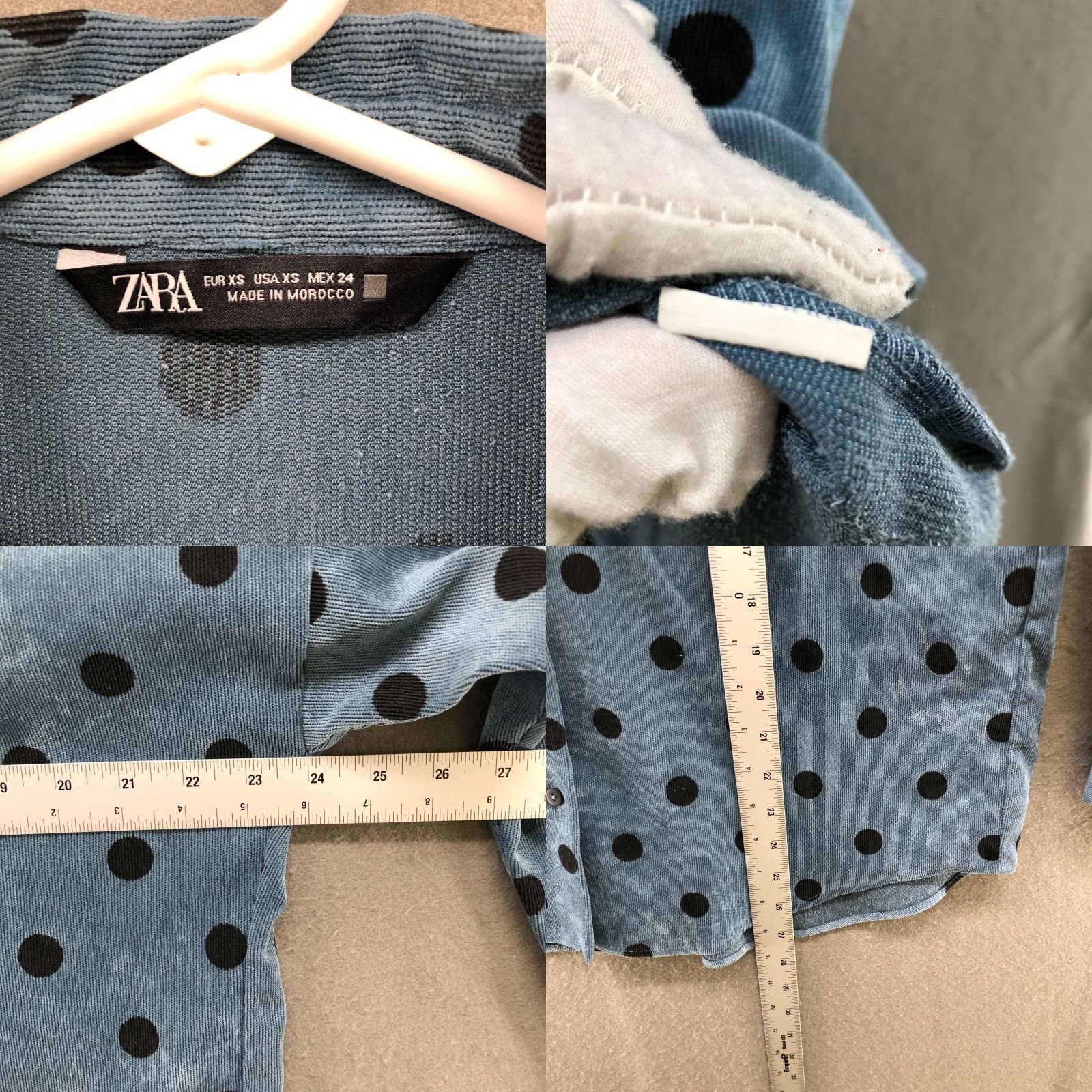 Zara Zara Corduroy Shacket Womens XS Oversized Blue Polka Dot Shirt Jacket Size XS / US 0-2 / IT 36-38 - 8 Thumbnail