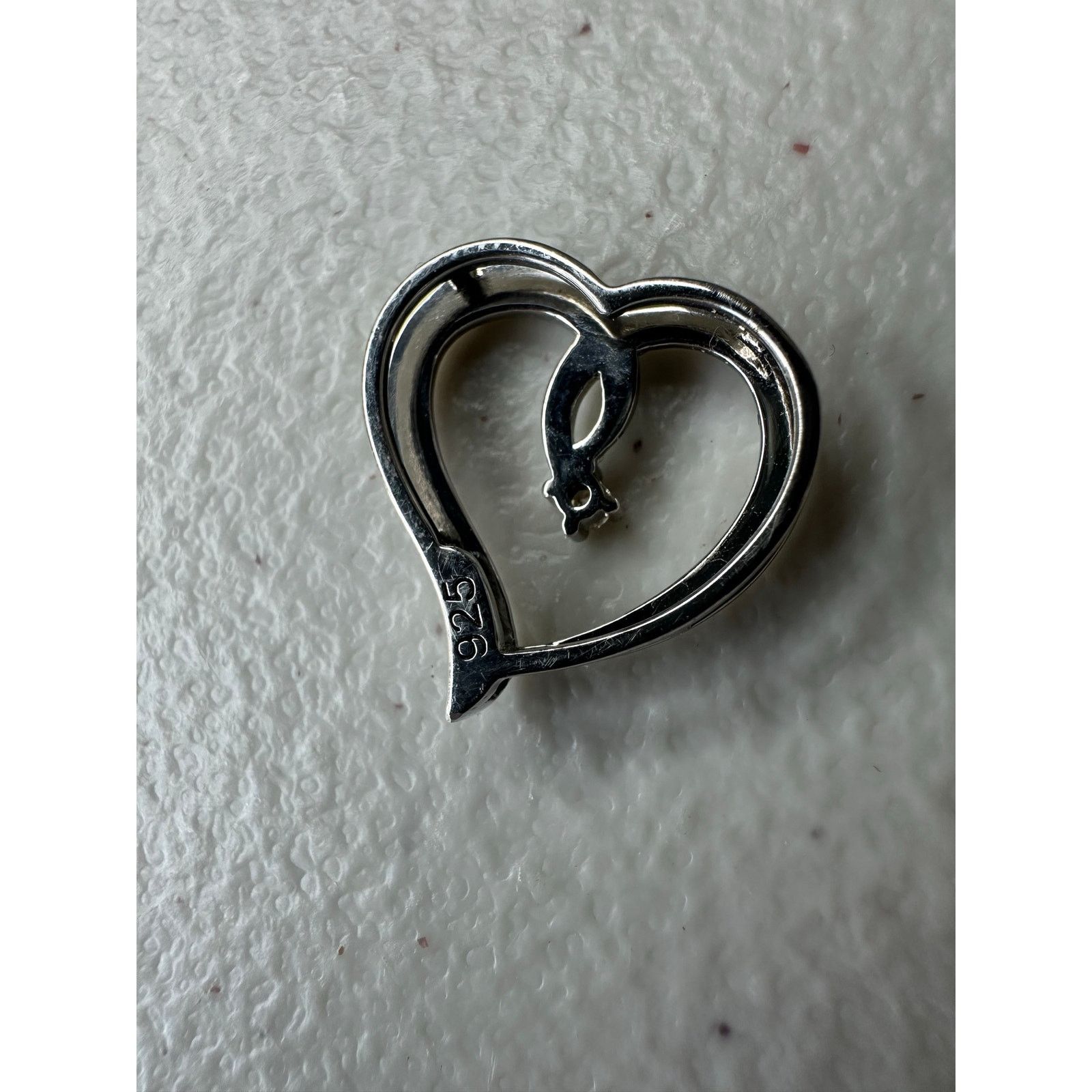 & Other Stories 925 Sterling Silver Real Diamond Open Heart Slide Pendant Size ONE SIZE - 2 Thumbnail