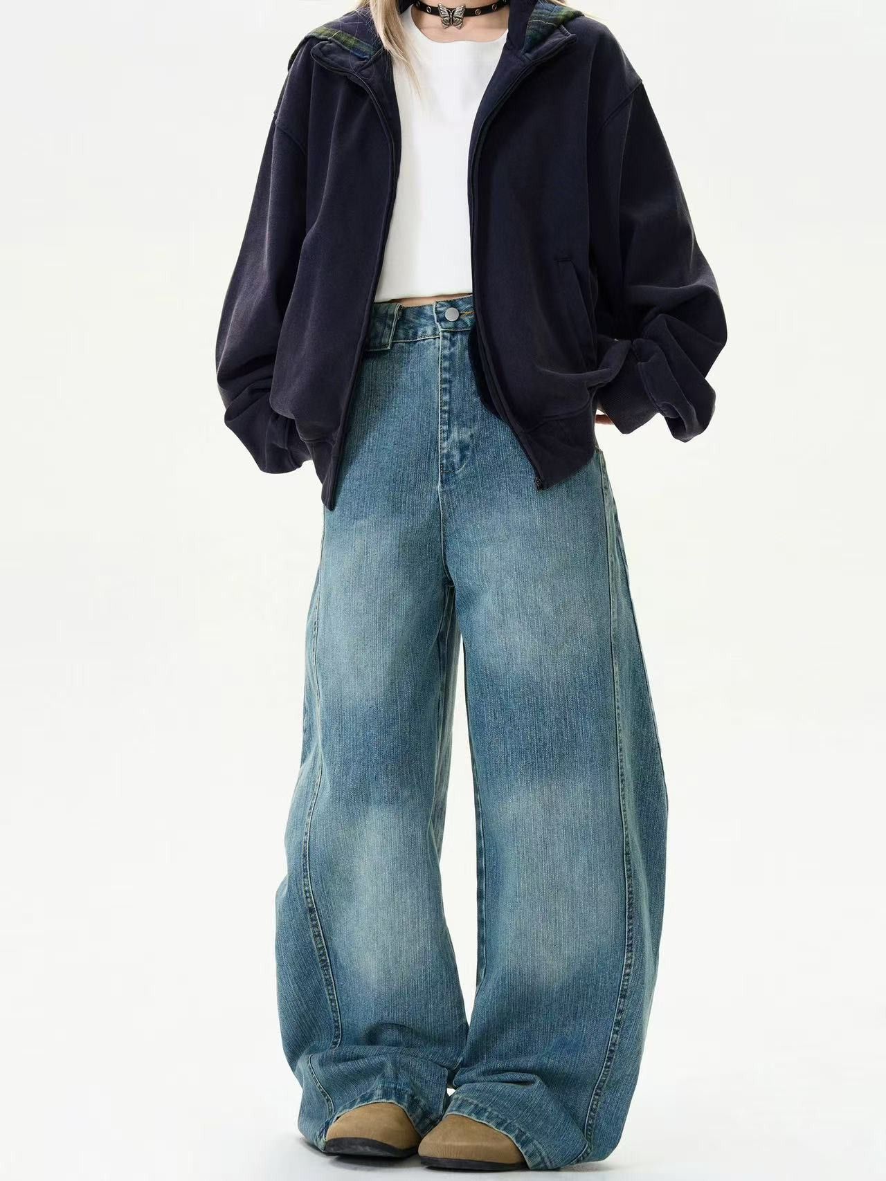 Vintage Retro men's loose cleanfie wide-leg casual scimitar jeans Size US 32 / EU 48 - 2 Thumbnail