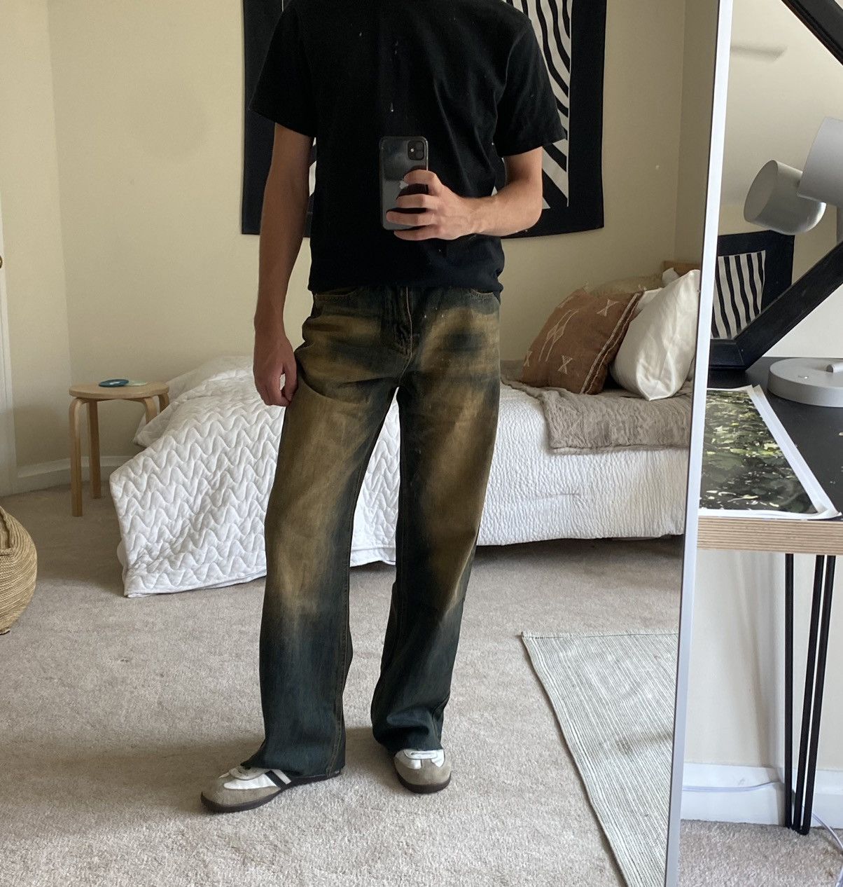 Blue/Orange wash jeans