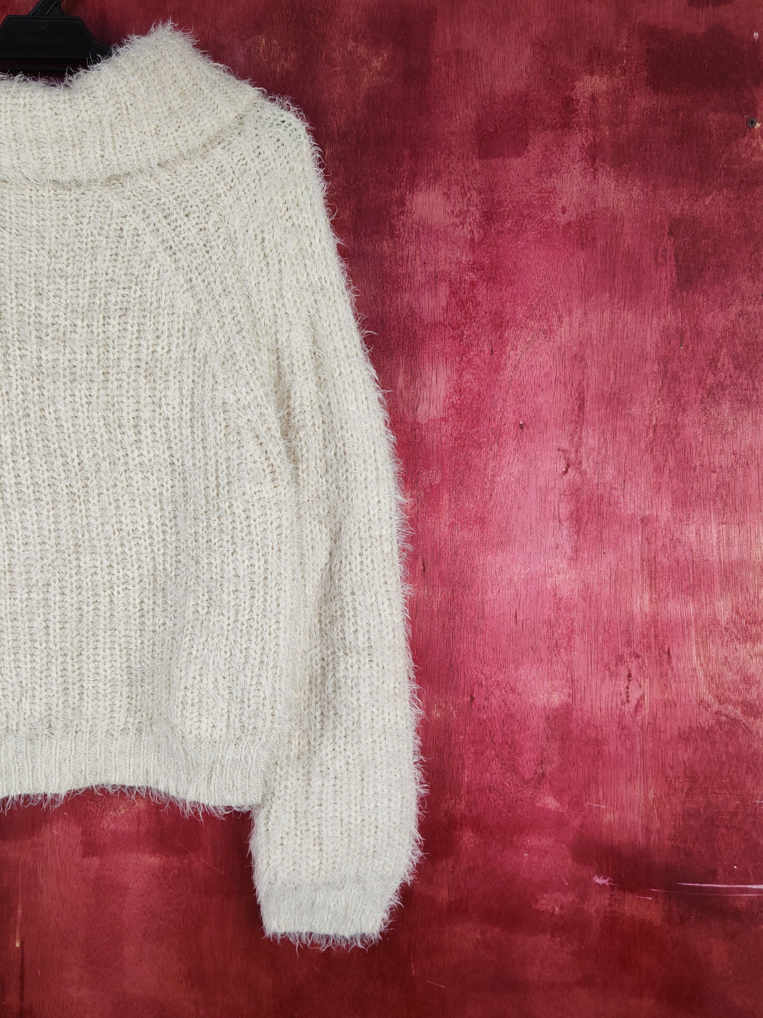Homespun Knitwear Gorge Cream Shag Shaggy Fur Mohair Knitwear #S2275 Size S / US 4 / IT 40 - 8 Thumbnail