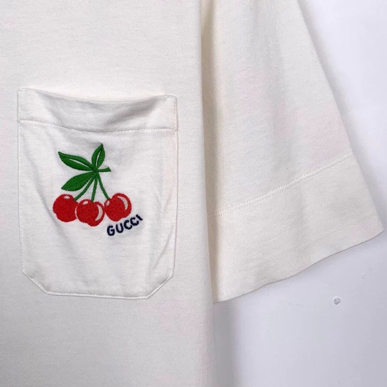 Gucci Gucci Logo cherry embroidery round-neck beige cotton short- Size US XS / EU 42 / 0 - 4 Thumbnail