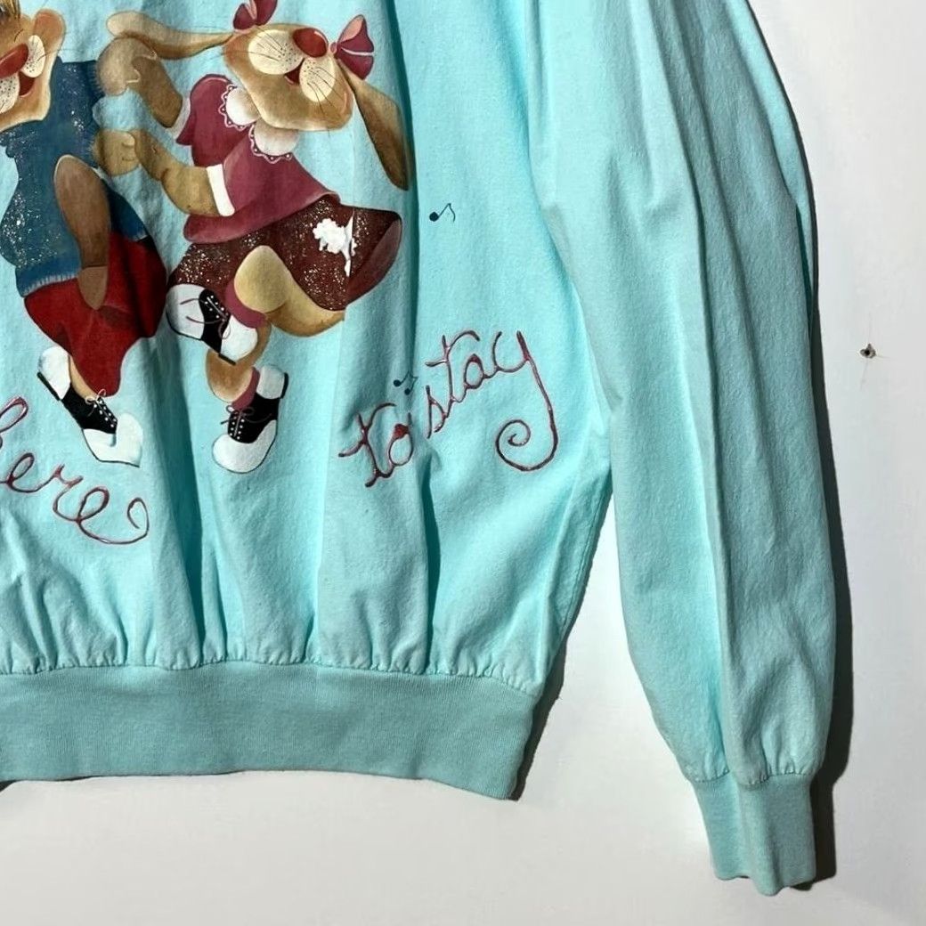 Vintage VINTAGE Bunny Sweatshirt Blue Large Unisex Adults 90s Graphic Print Glitter Crew Neck Pullover Oversized Size US L / EU 52-54 / 3 - 2 Thumbnail