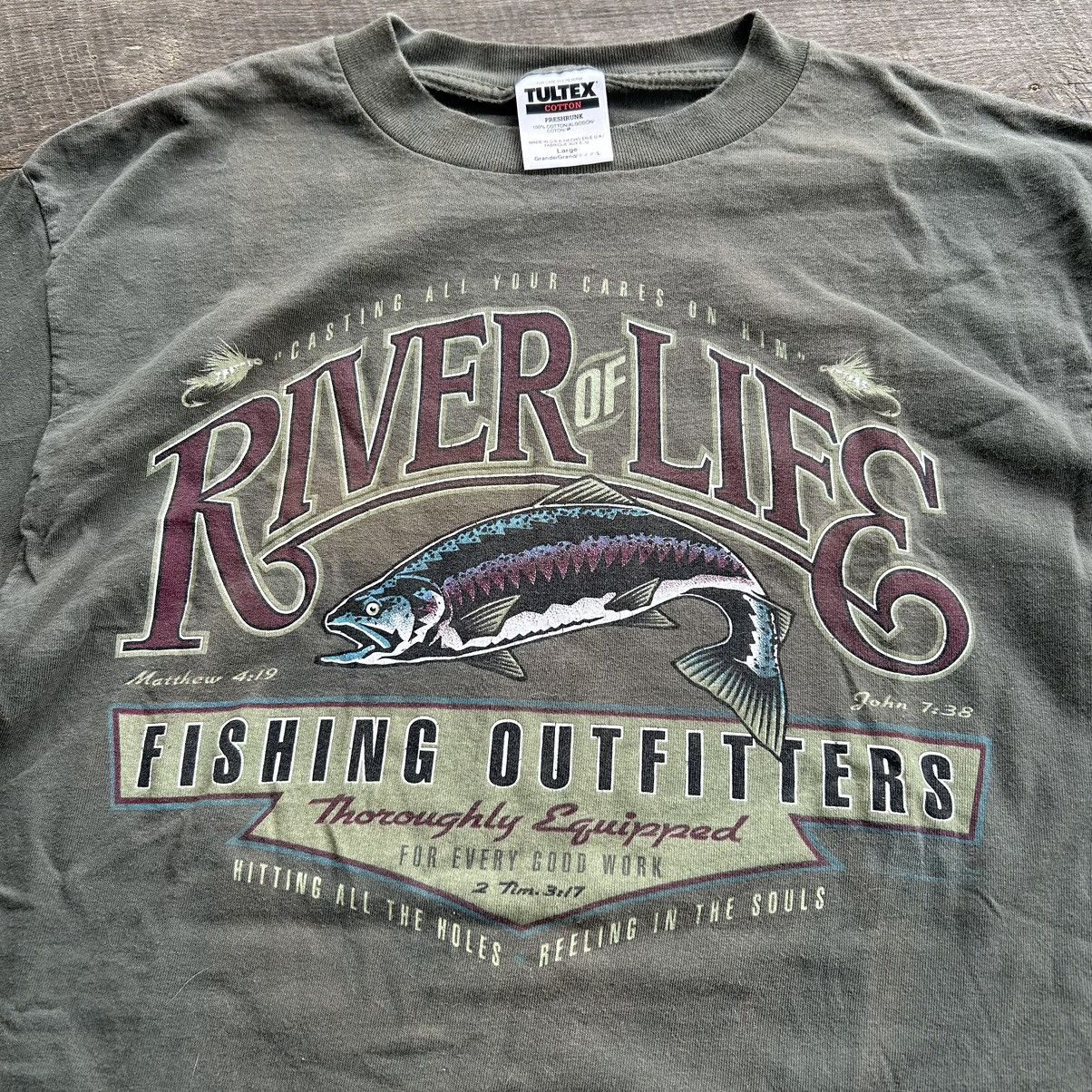 Vintage Vintage 90s River Of Life Fishing Religious Jesus T Shirt Size US L / EU 52-54 / 3 - 6 Thumbnail