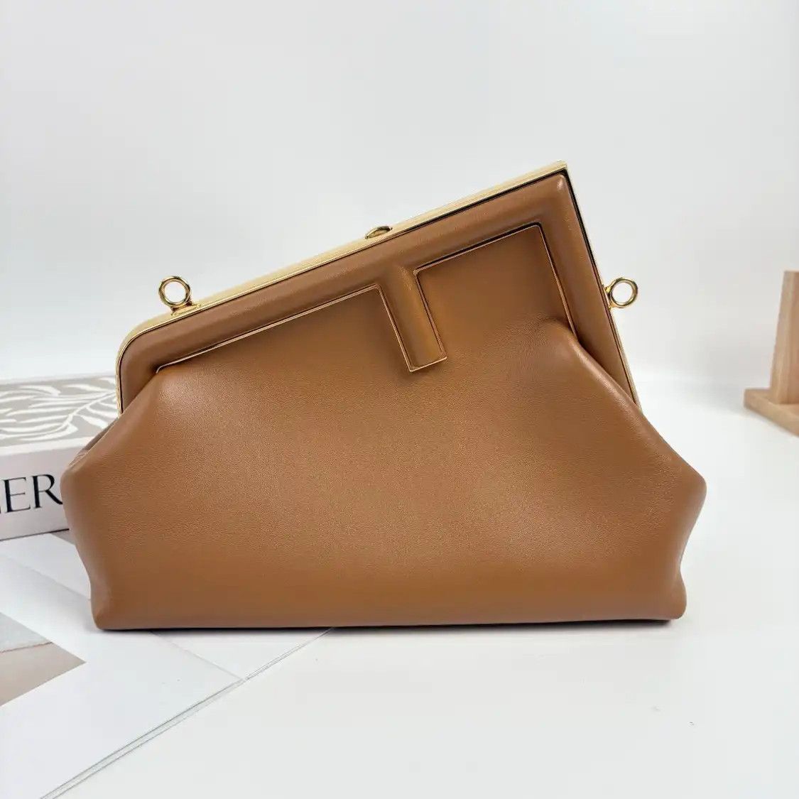 Fendi FENDI First Small brown sheepskin shoulder bag gold hardware detachable strap Size ONE SIZE - 1 Thumbnail