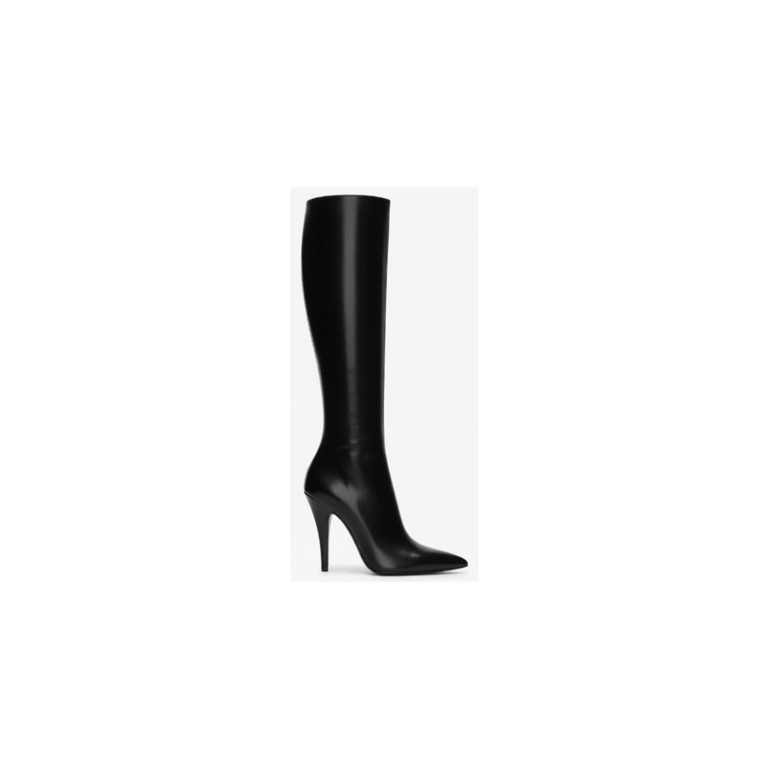 Saint Laurent Paris oc11z1125 Jones Boots in Glazed Leather in Black Size US 12 / IT 42 - 1 Thumbnail