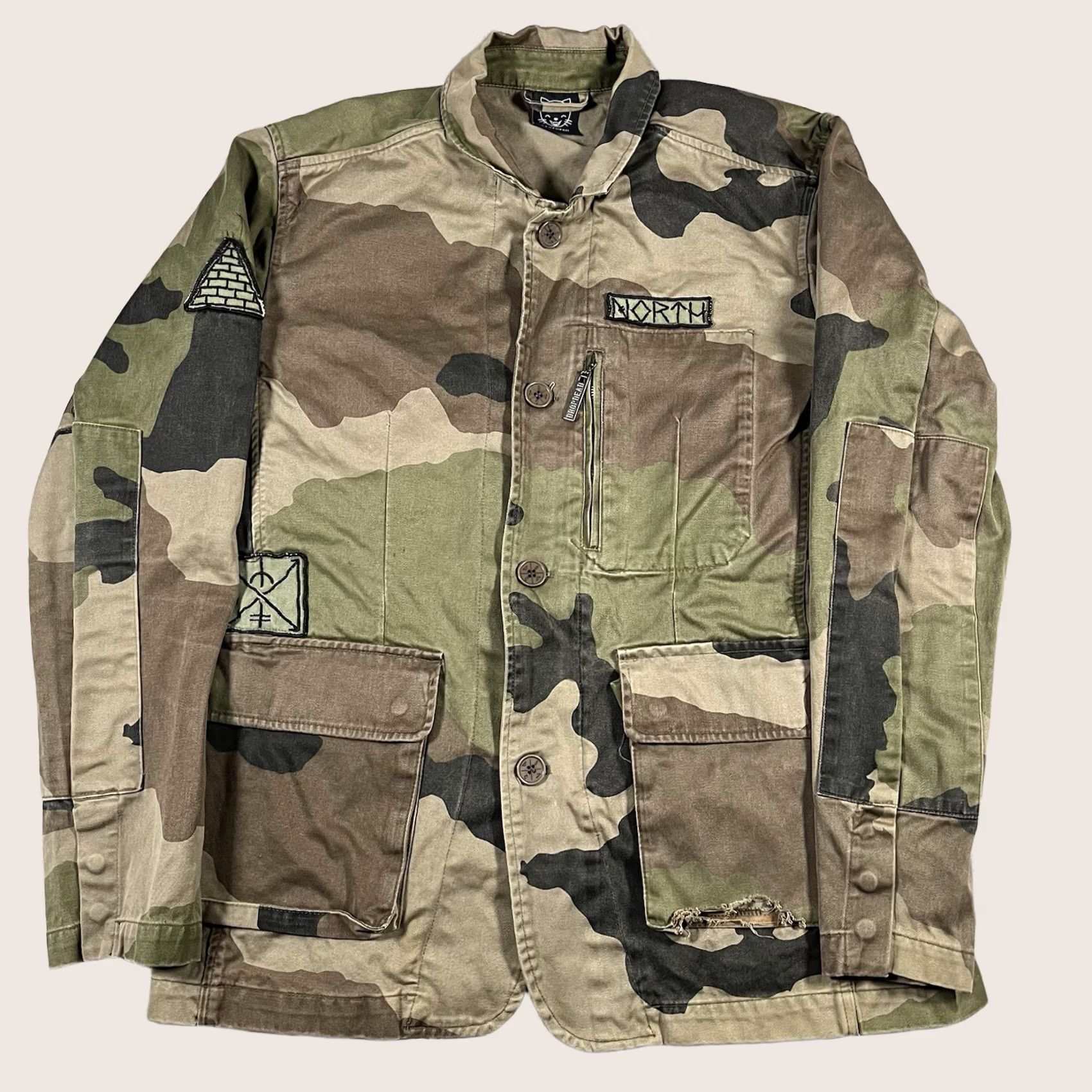 Vintage Drop Dead Jacket Mens M Camouflage Canvas Cotton Lining Front Pockets Military Style All Seasons Fall Spring Mens Size US M / EU 48-50 / 2 - 1 Thumbnail