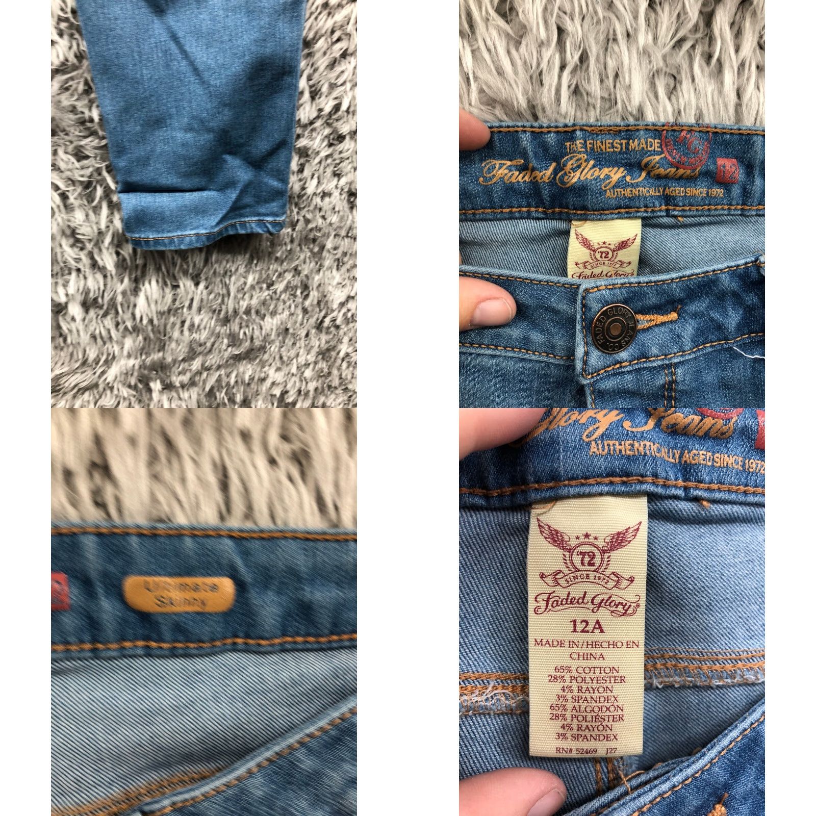 Faded Glory Faded Glory Ultimate Skinny Jeans Womens 12 Regular Dark Blue Denim Slim Fit 5-Pocket Mid Rise Jeans Womens Size 34" / US 12 / IT 48 - 8 Thumbnail