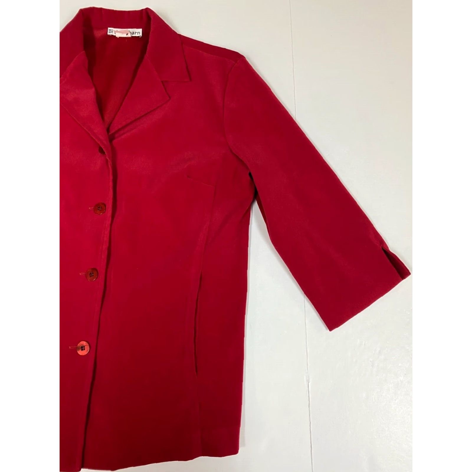 Vintage Dressbarn Womens Blazer 6 Red Four-Button Jacket Notch Lapel Wool Blend Single-Breasted Modern Tuxedo Business Casual Fall Winter Womens Size 6 Red Size M / US 6-8 / IT 42-44 - 2 Thumbnail