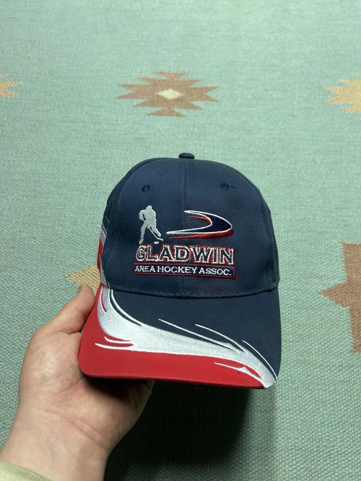 Vintage Vtg hat Gladwin area hockey association Michigan swirl wave Size ONE SIZE - 2 Thumbnail