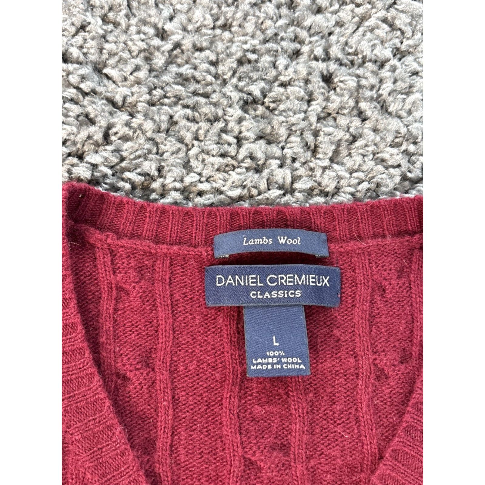 Cremieux Cremieux Sweater Men L Red V-Neck Cable-Knit Pullover Wool Long Sleeve Classic Outdoor Winter Fall Size US L / EU 52-54 / 3 - 4 Thumbnail
