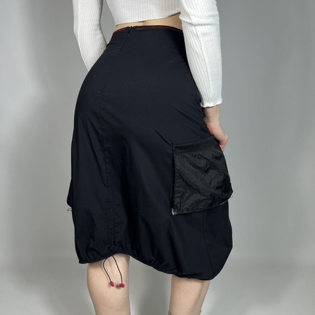 Japanese Brand Vintage Y2K Double Jeu Japanese Flared Cargo Midi Skirt Size 26" / US 2 / IT 38 - 2 Thumbnail